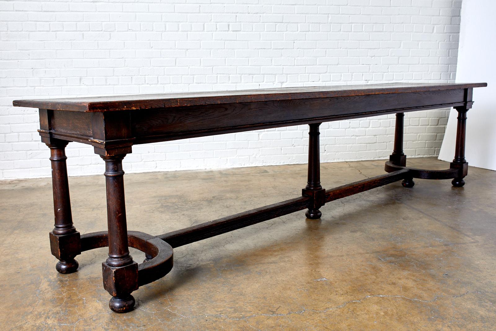 19th Century English Oak Refectory Dining Banquet Table 9