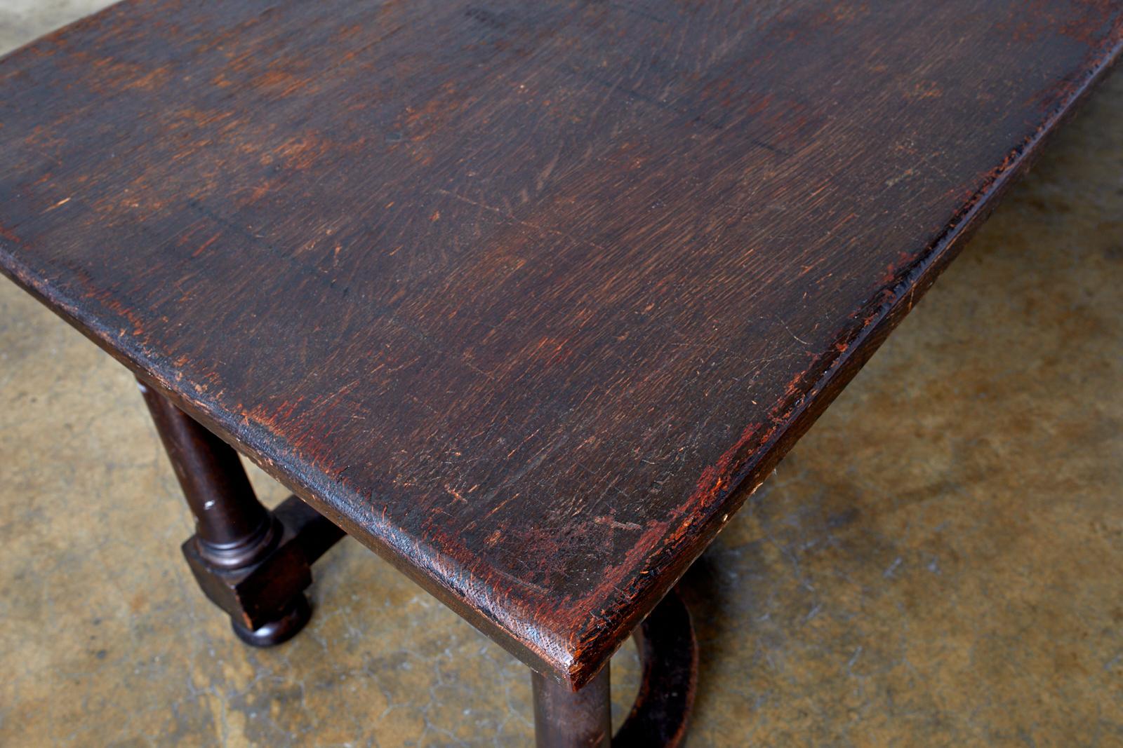 19th Century English Oak Refectory Dining Banquet Table 10