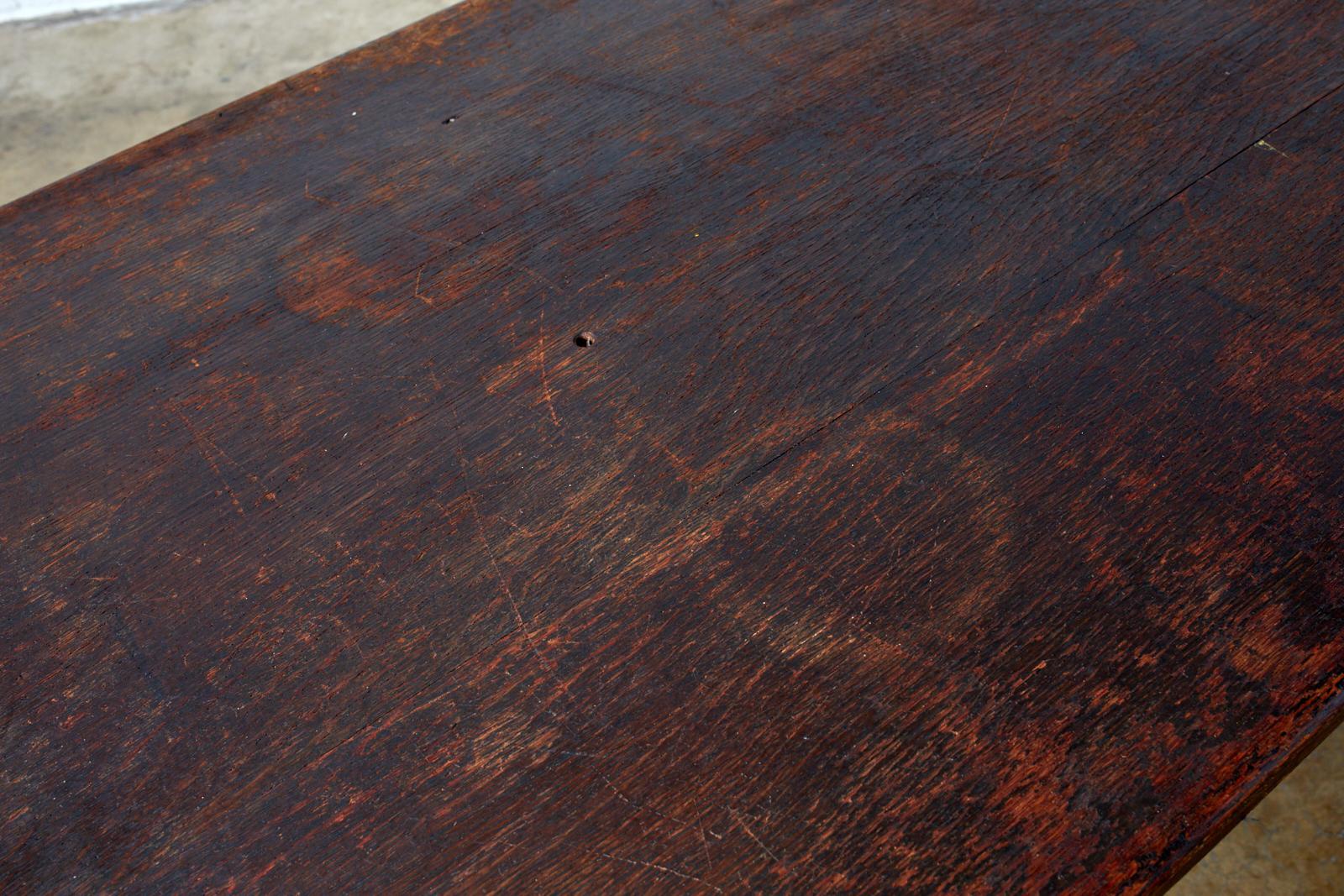 19th Century English Oak Refectory Dining Banquet Table 11