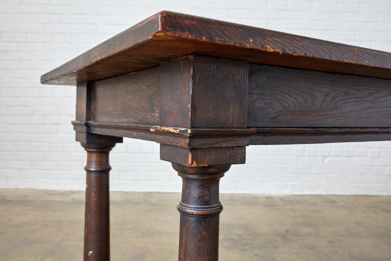 19th Century English Oak Refectory Dining Banquet Table 13