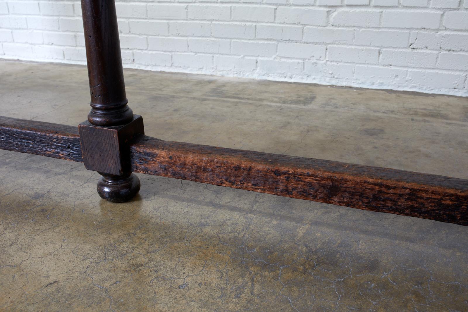 19th Century English Oak Refectory Dining Banquet Table 14