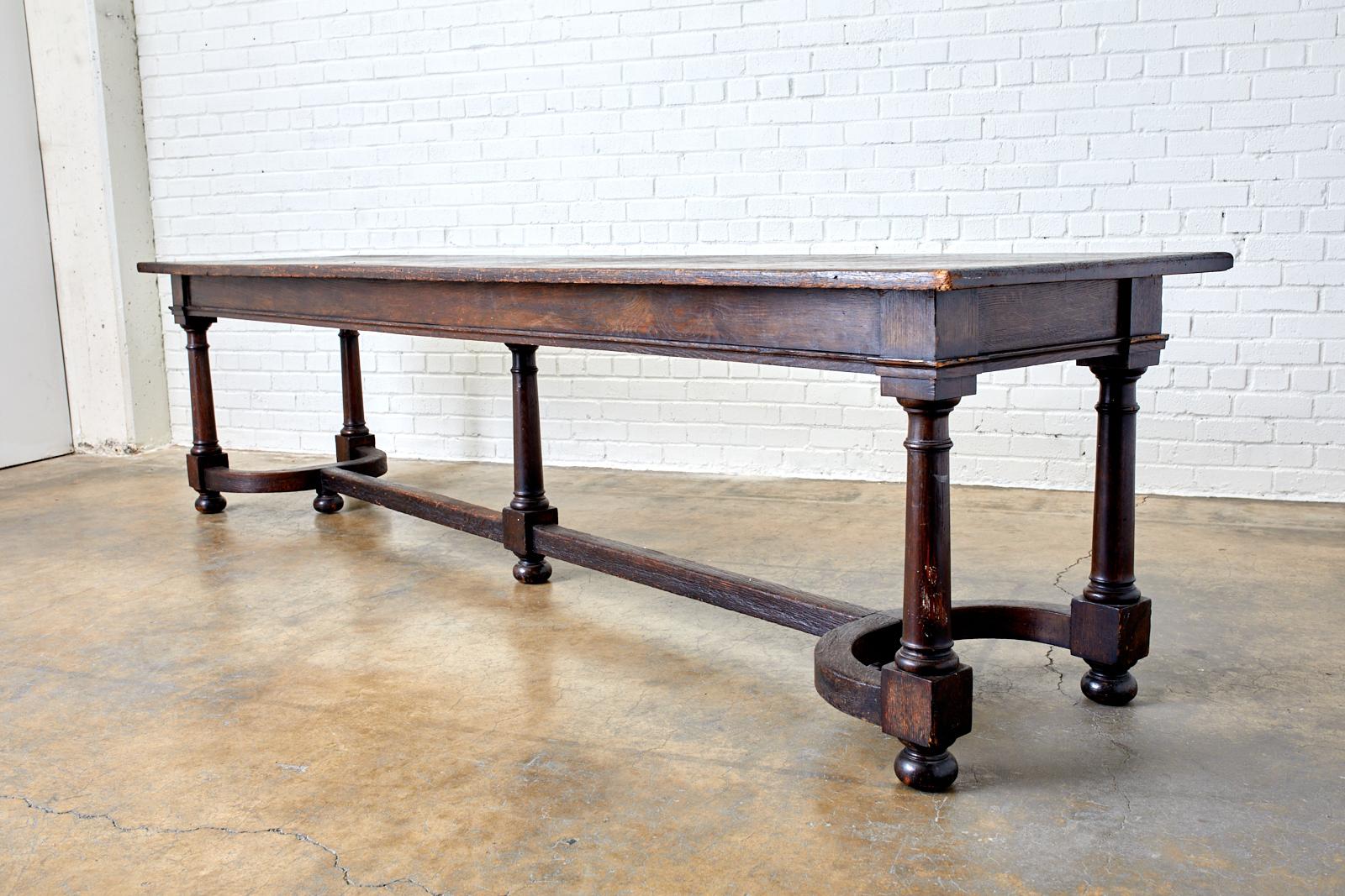 19th Century English Oak Refectory Dining Banquet Table 3