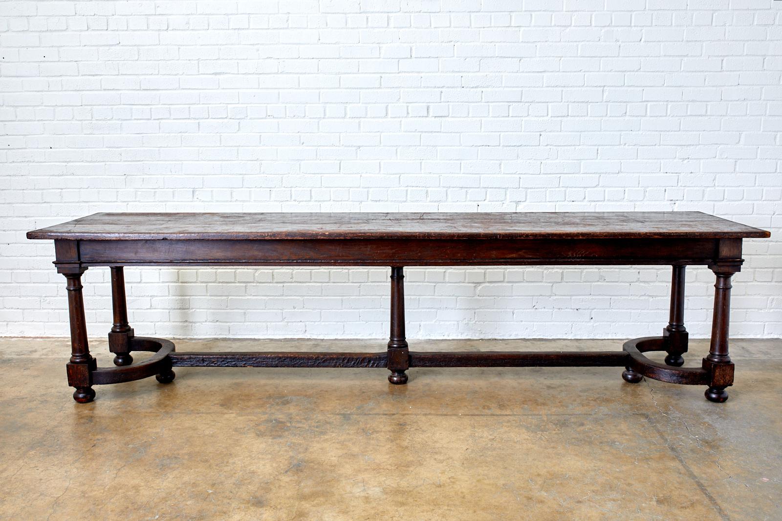 19th Century English Oak Refectory Dining Banquet Table 4
