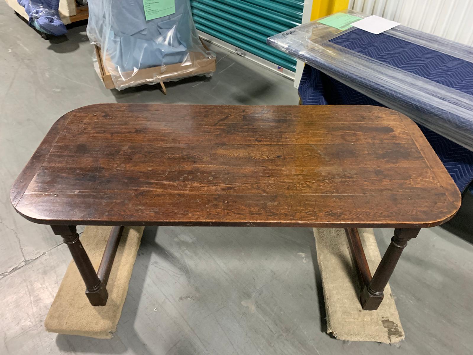 19th century English oak refectory table
Would be great as a work table or kitchen table
Measures: 64.75