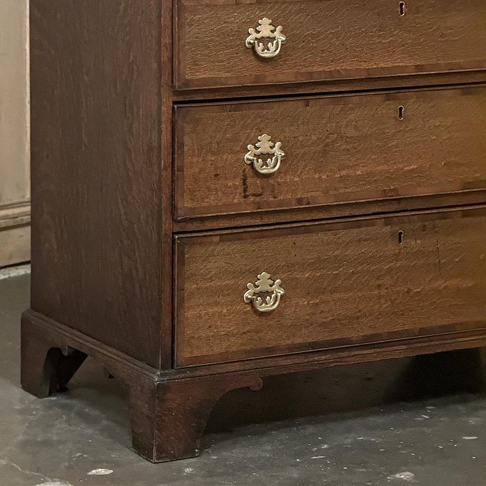 Brass 19th Century English Oak Secretary ~ Bookcase For Sale