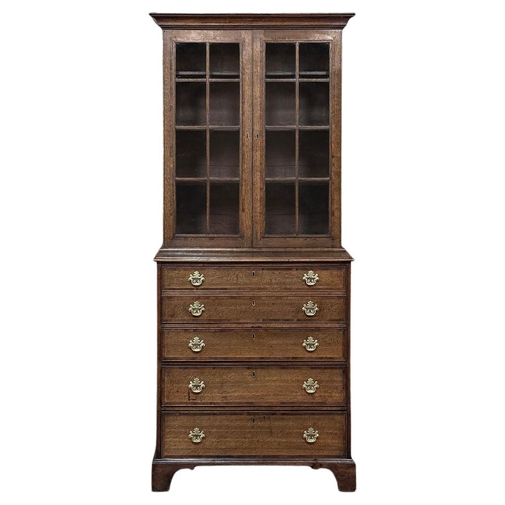 19th Century English Oak Secretary ~ Bookcase For Sale