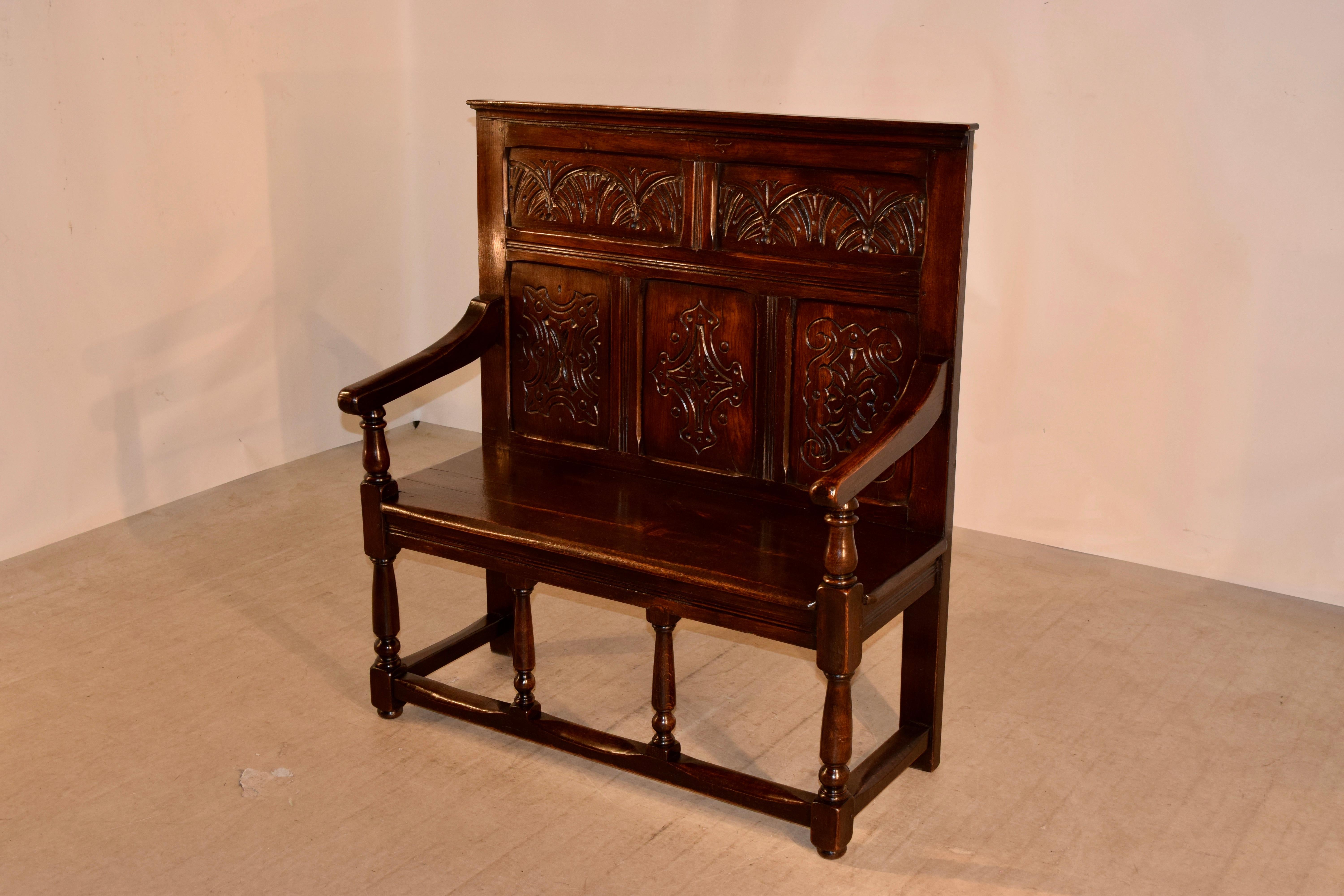 19th Century English Oak Settle 2