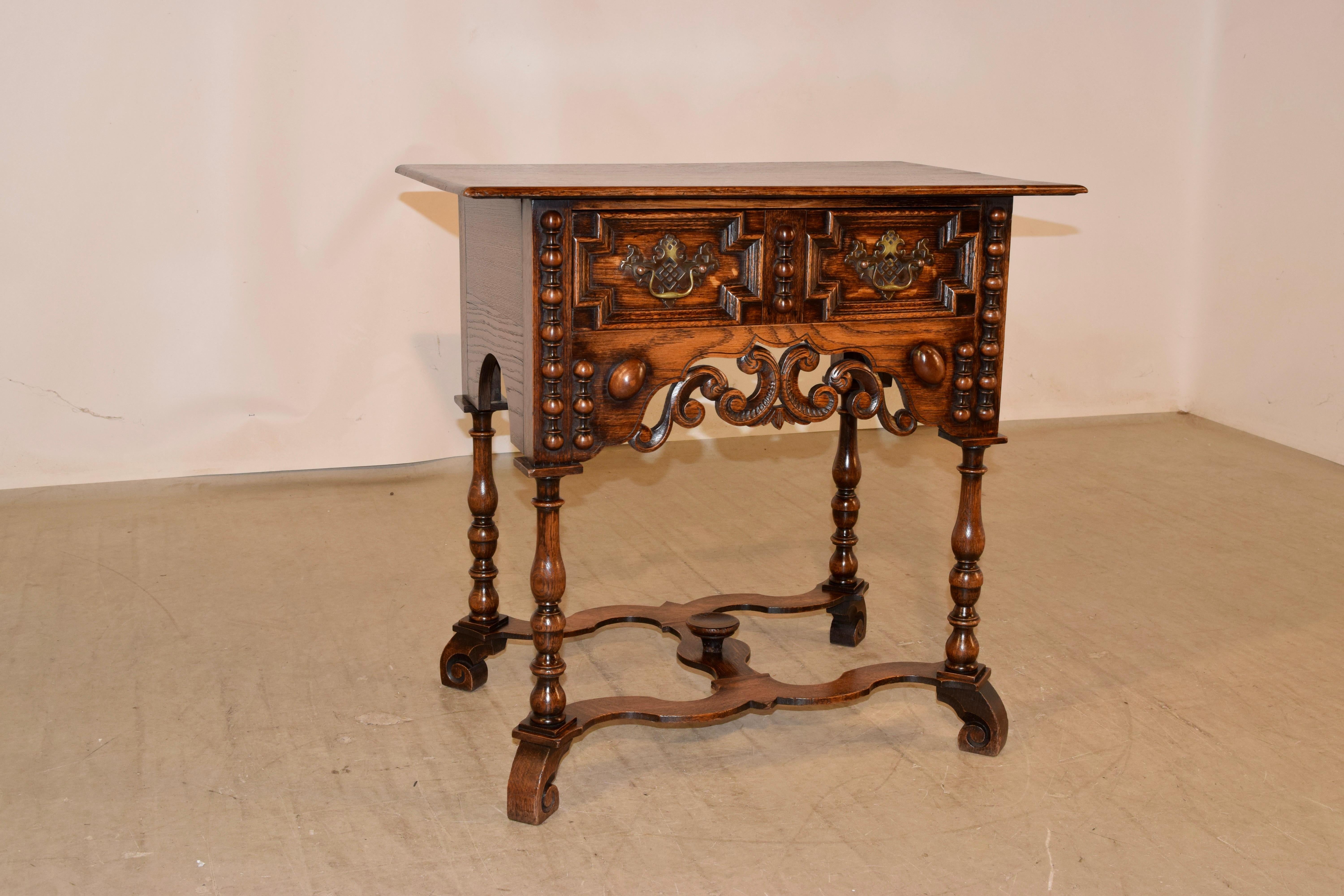 Hand-Carved 19th Century English Oak Side Table For Sale