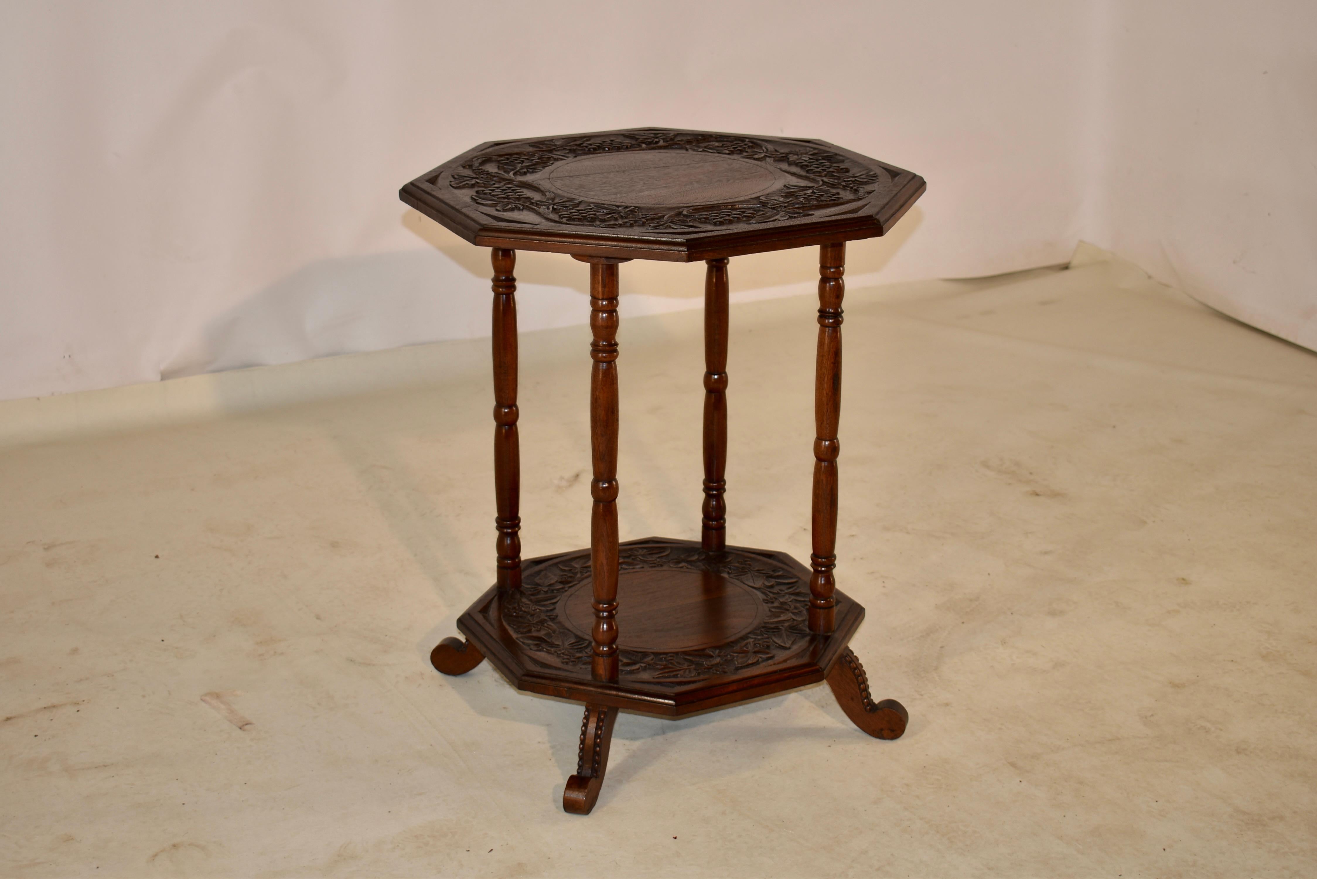 Hand-Carved 19th Century English Oak Side Table For Sale