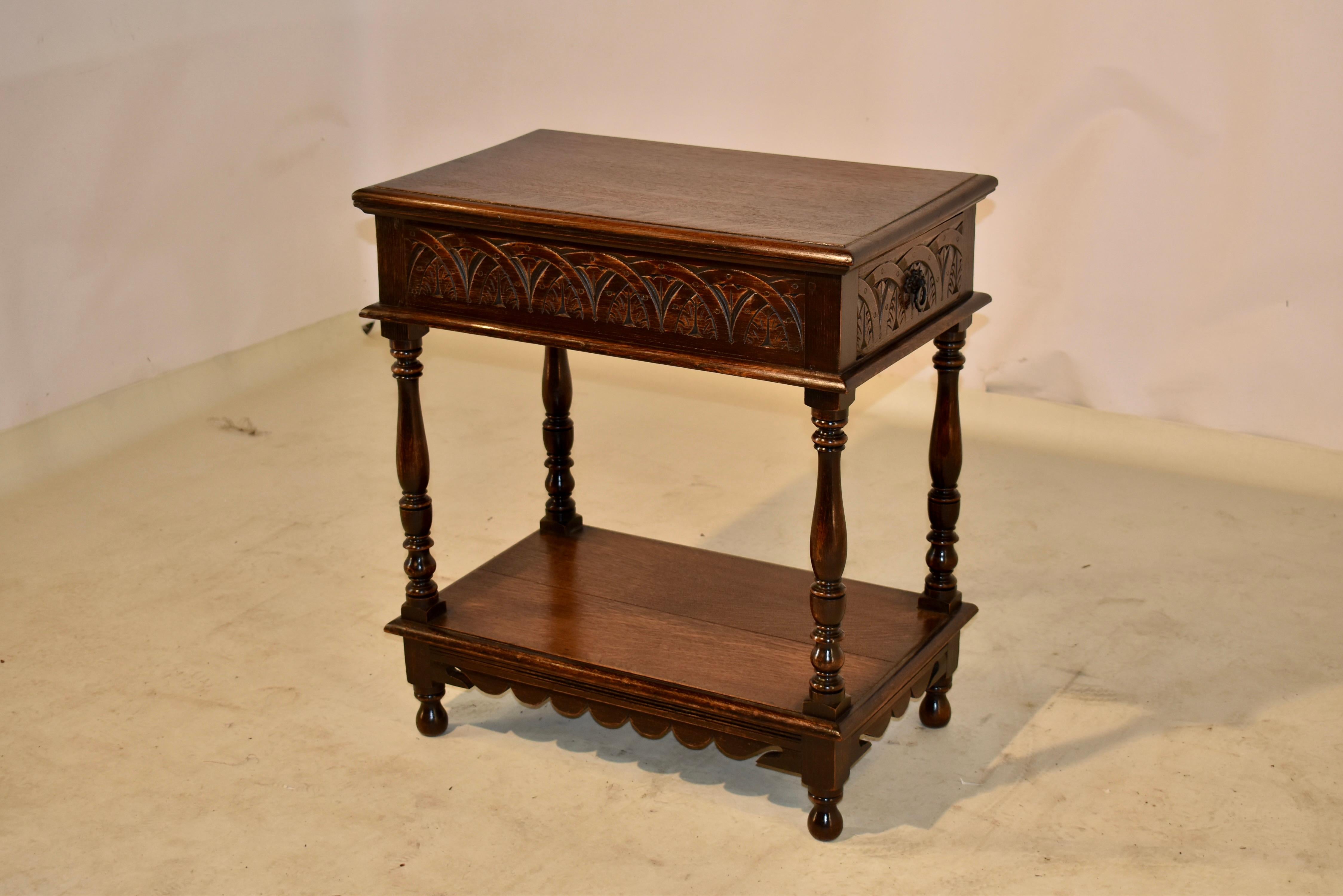 19th Century English Oak Side Table with Drawer 5