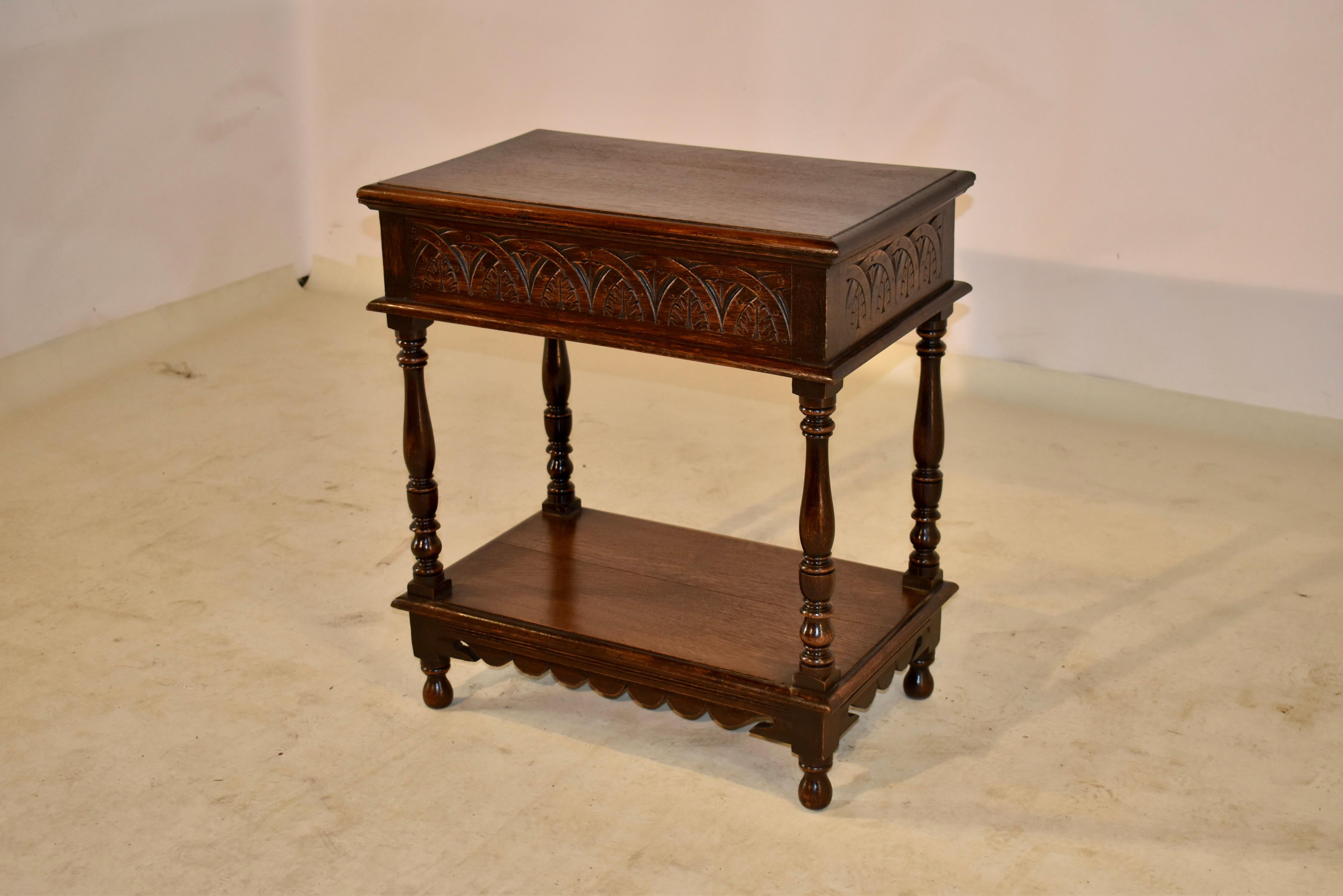 19th Century English Oak Side Table with Drawer In Good Condition In High Point, NC