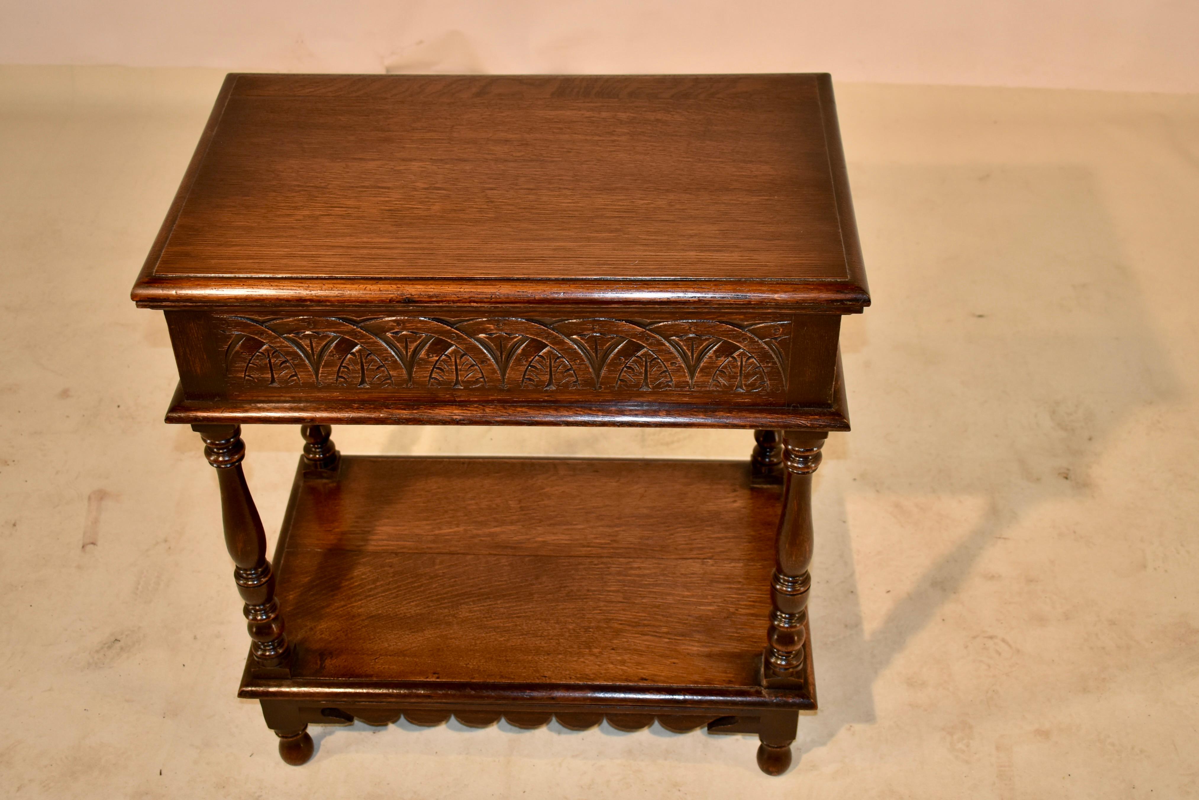 19th Century English Oak Side Table with Drawer 4