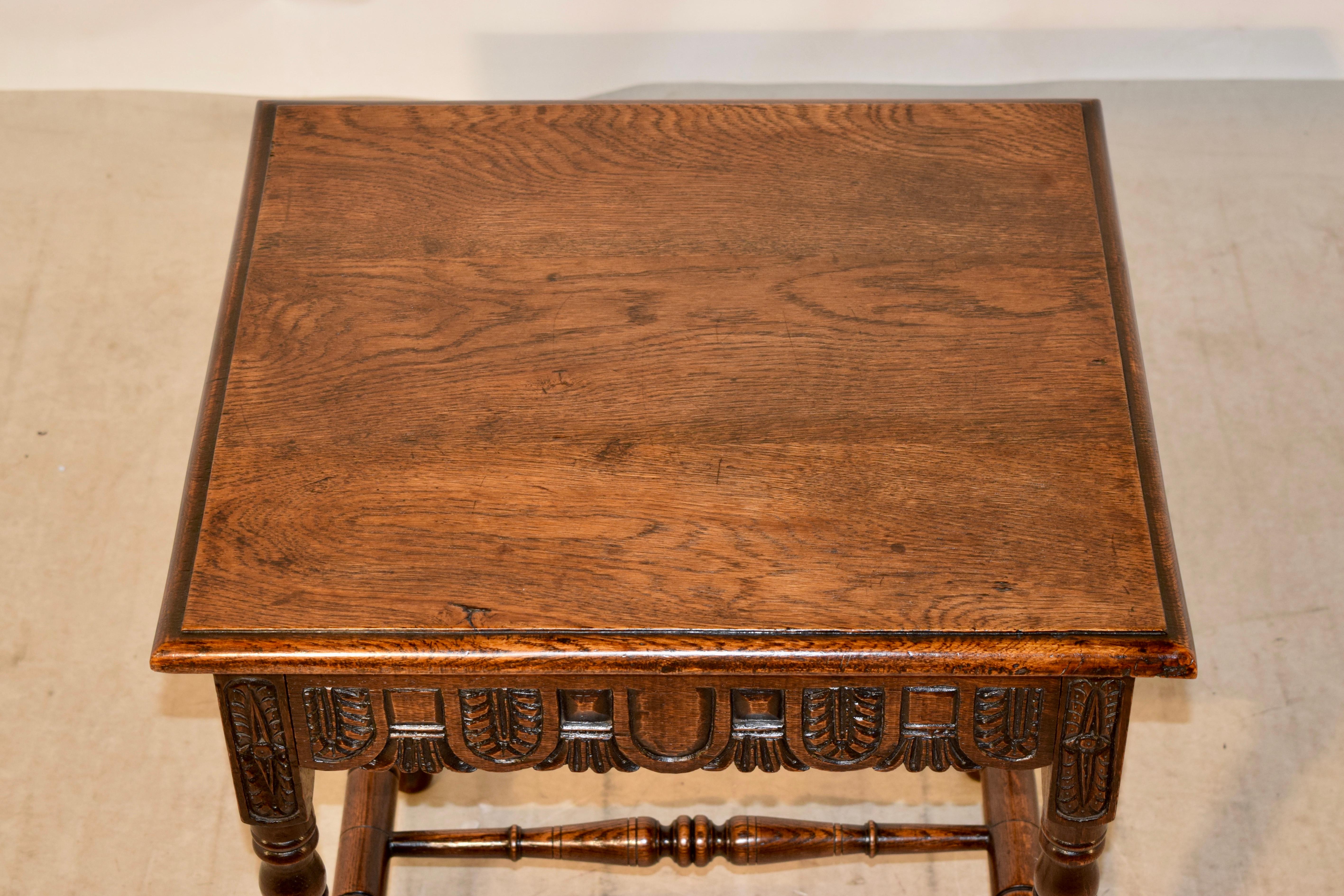 19th Century English Oak Side Table with Single-Drawer 1