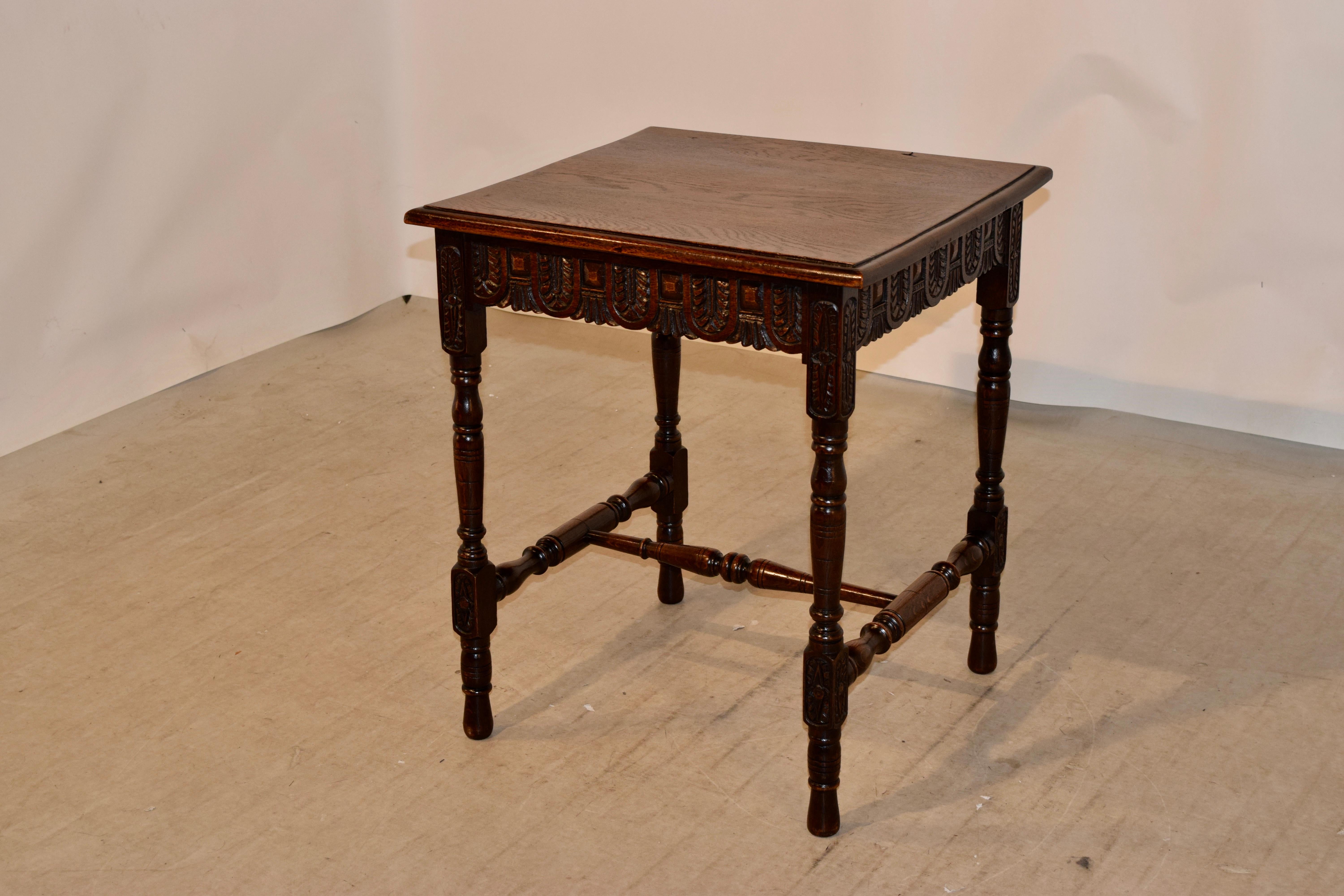 19th Century English Oak Side Table with Single-Drawer 2