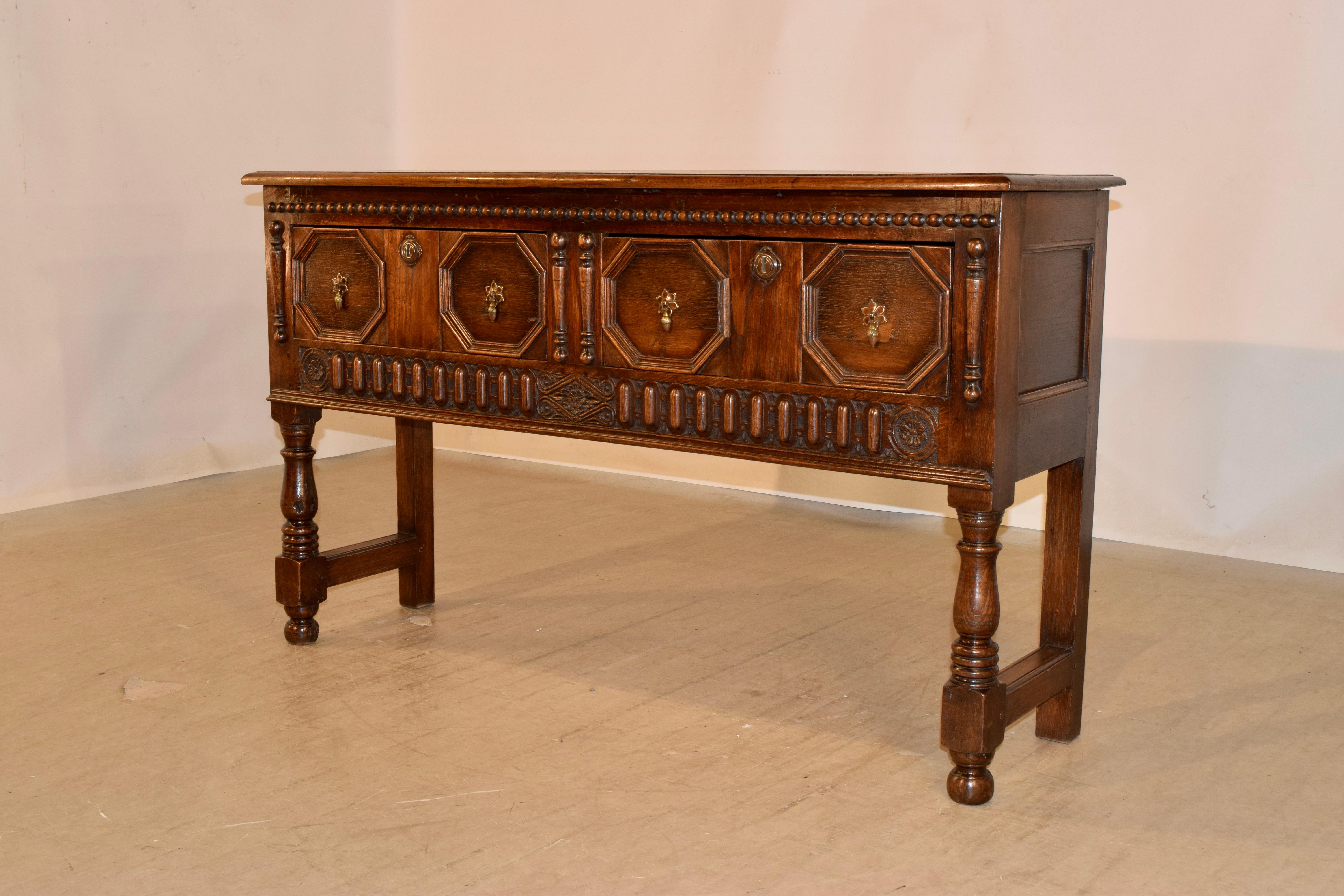 Hand-Carved 19th Century English Oak Sideboard