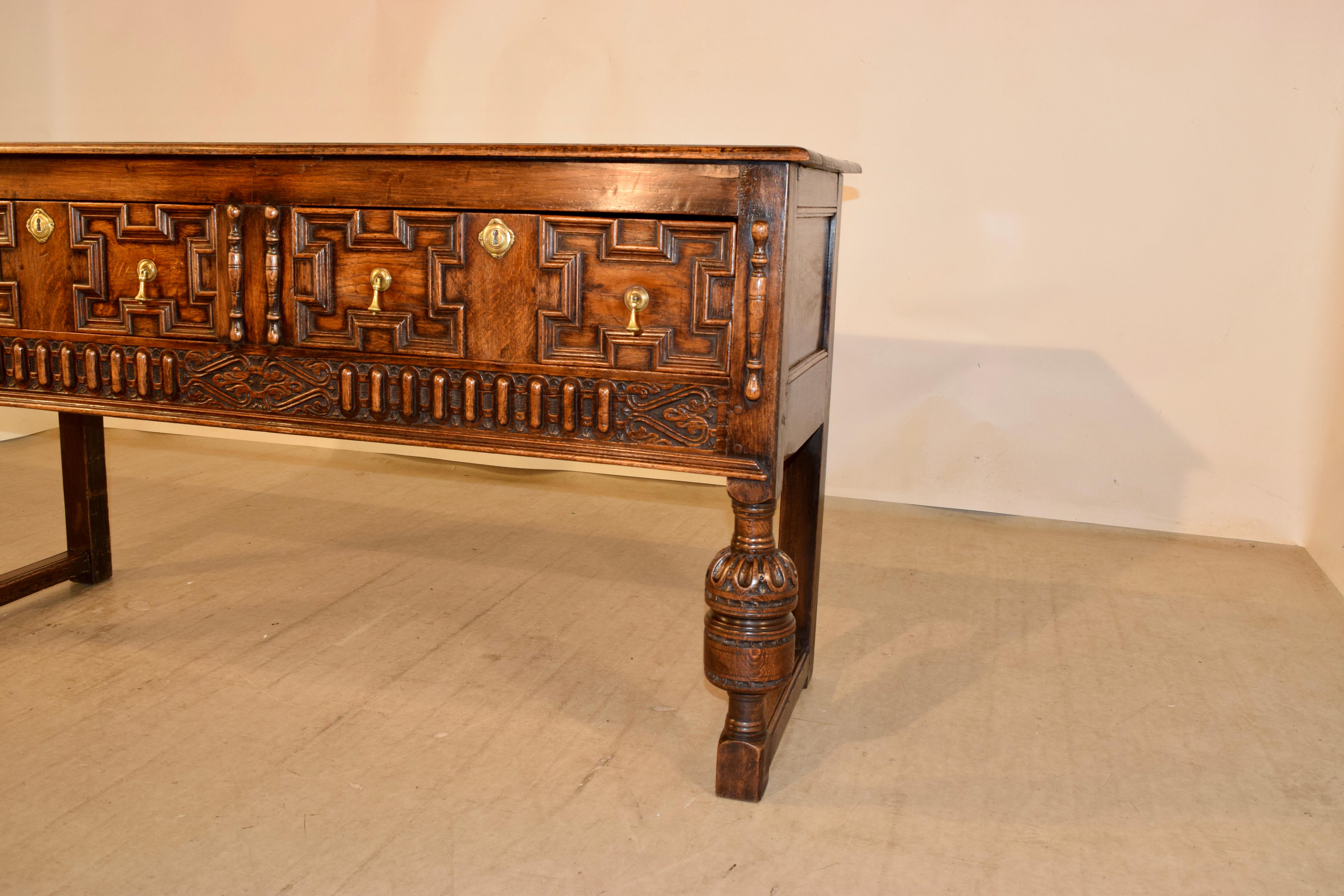 Victorian 19th Century English Oak Sideboard For Sale