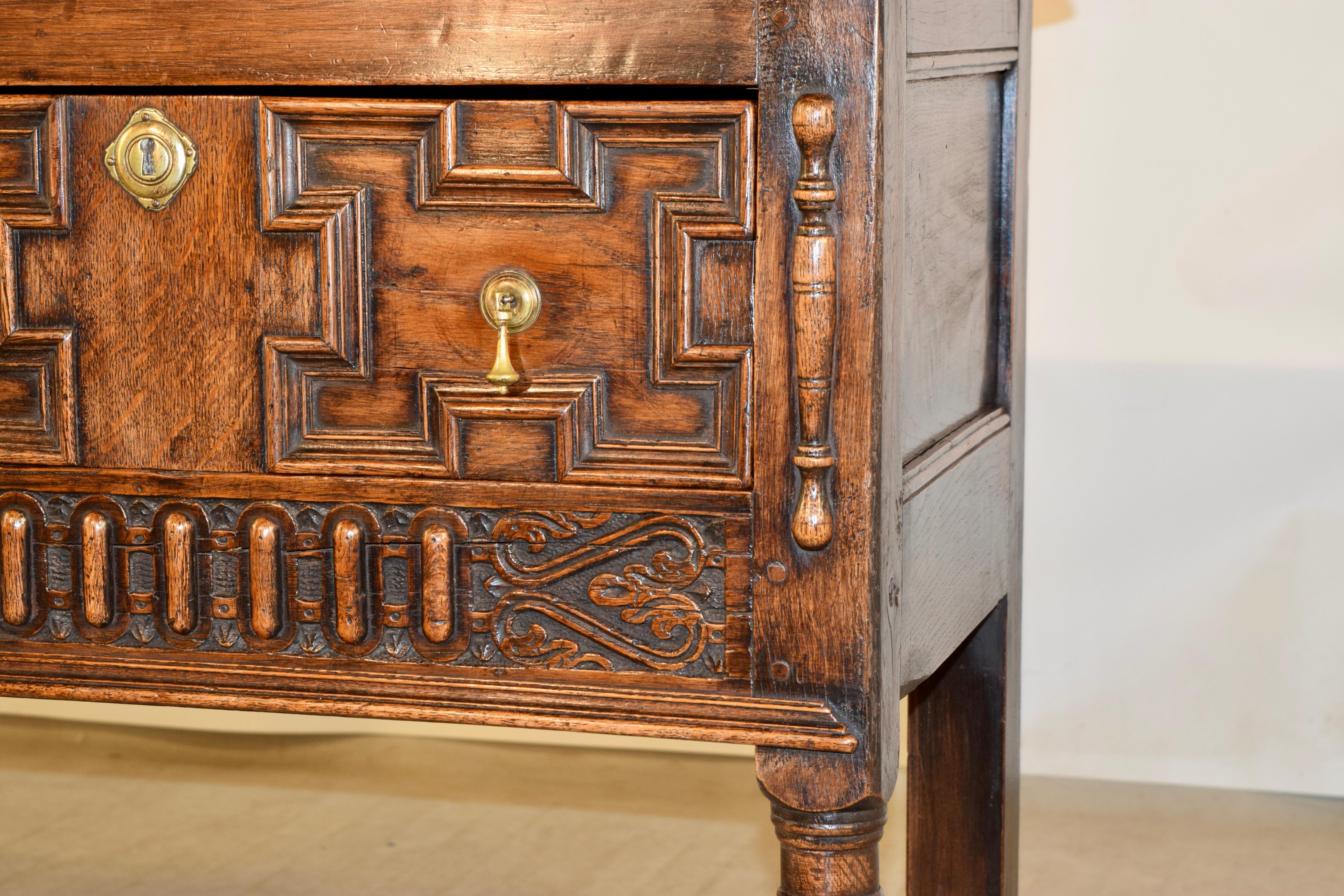 Hand-Carved 19th Century English Oak Sideboard For Sale