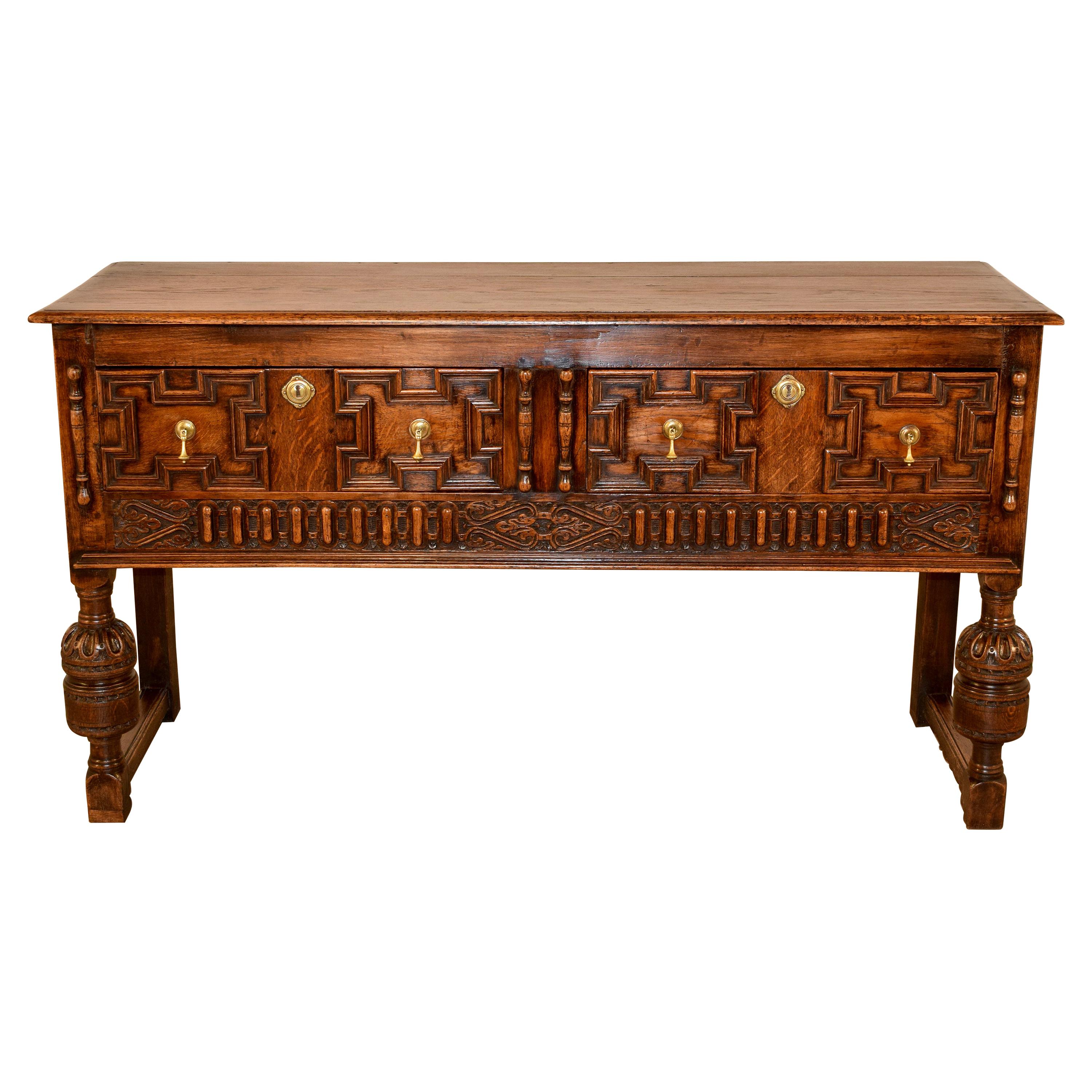 19th Century English Oak Sideboard For Sale