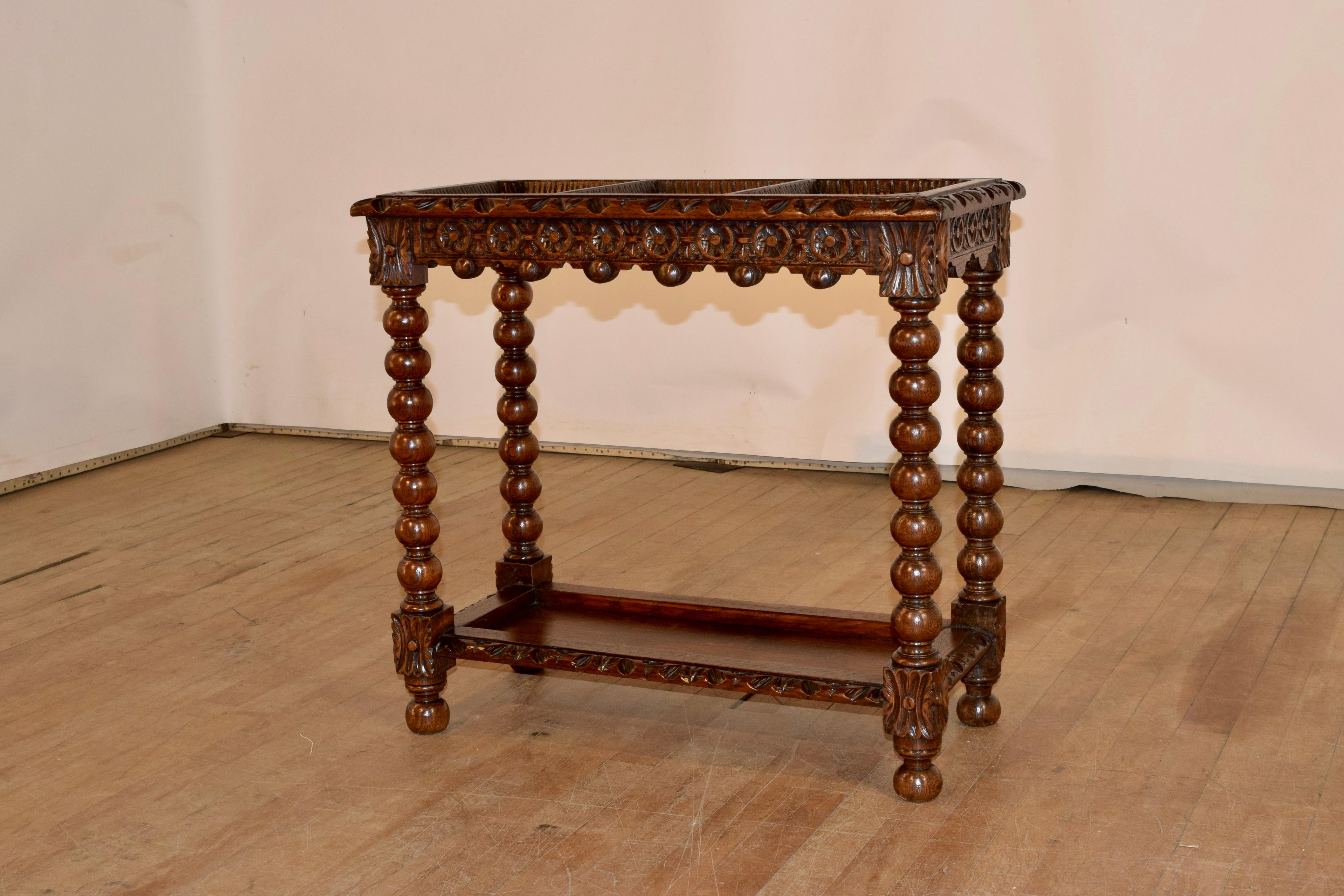 19th Century English Oak Stick Stand For Sale 1
