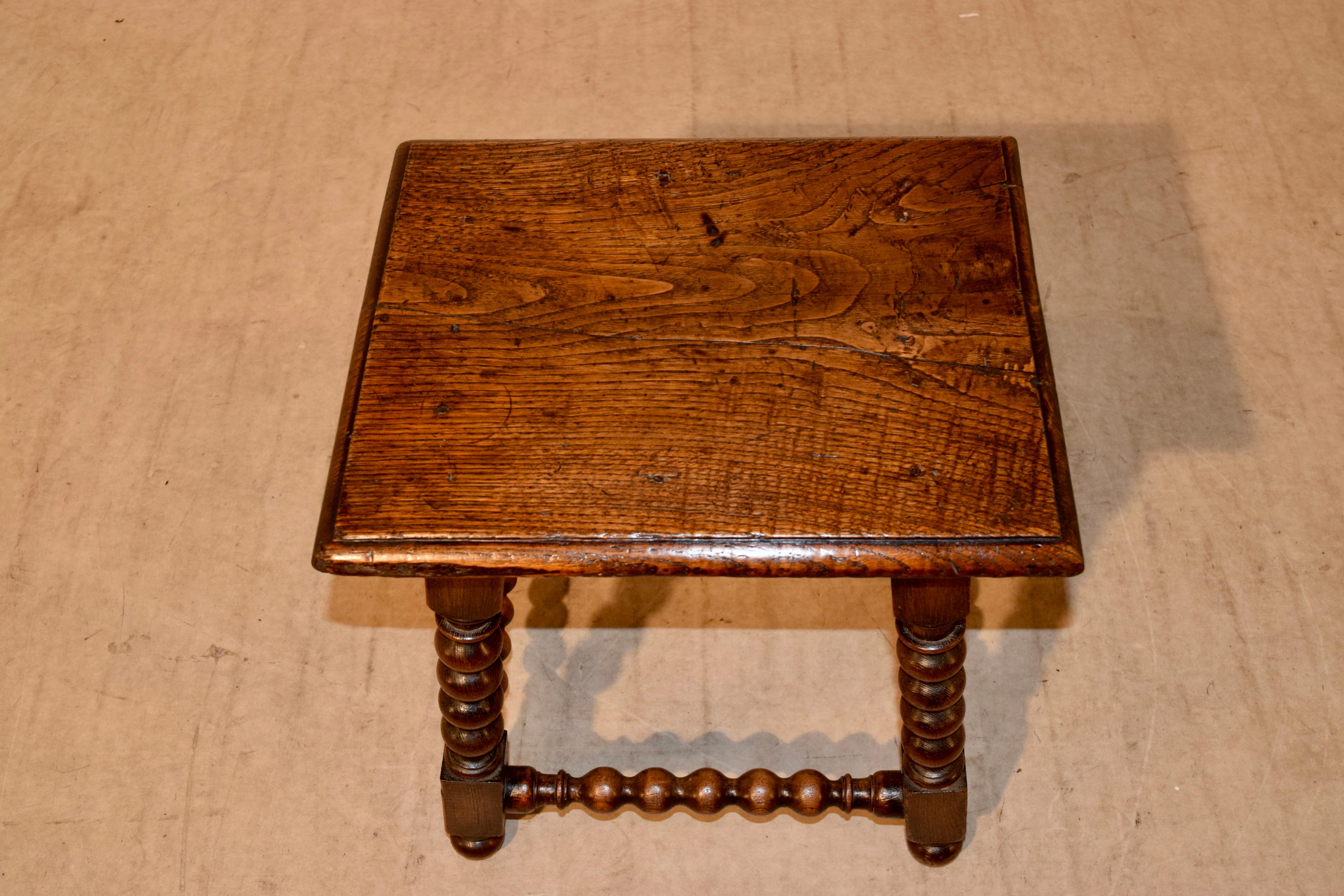 19th Century English Oak Stool In Good Condition In High Point, NC