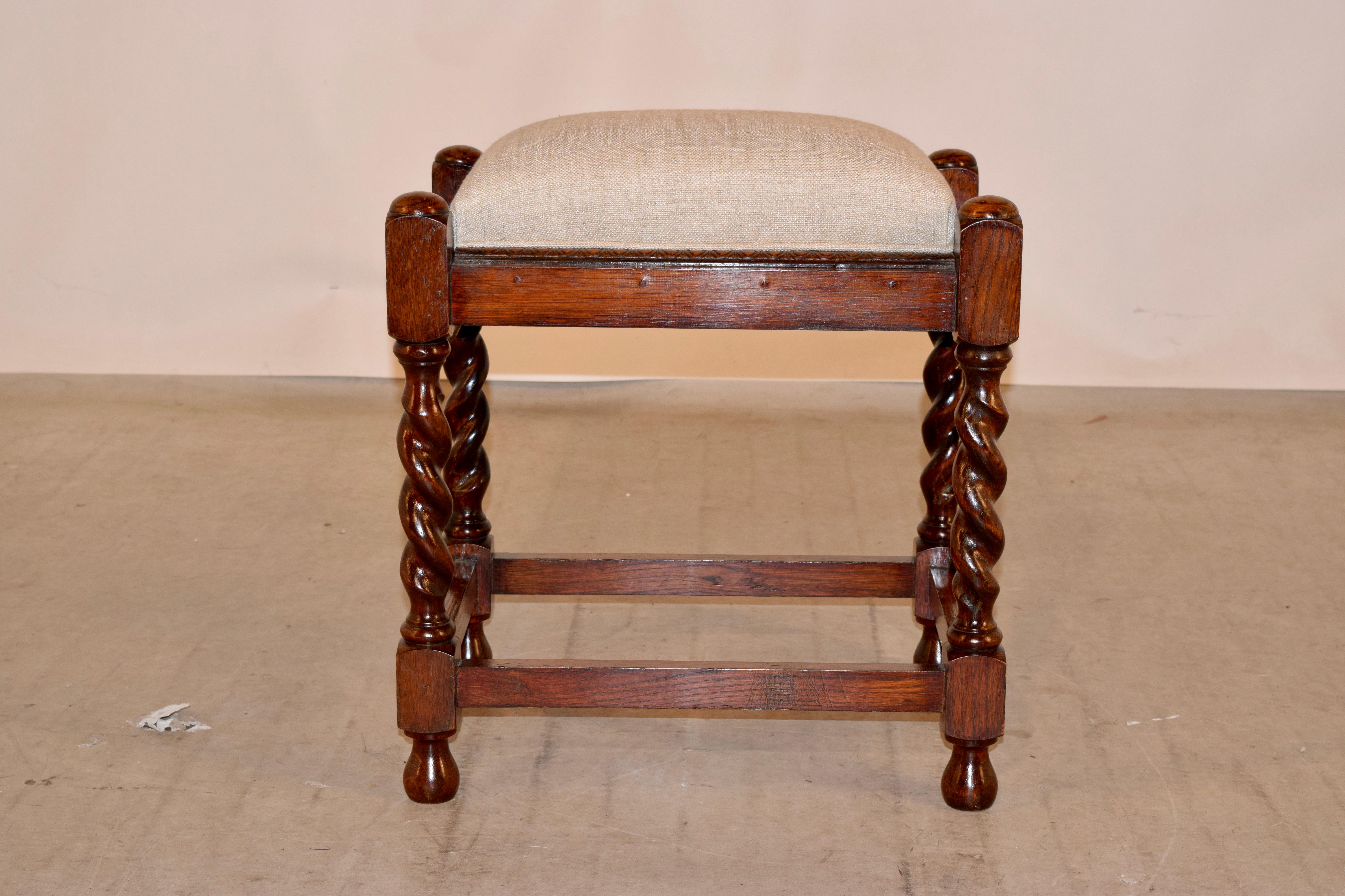 19th Century English Oak Stool In Good Condition In High Point, NC