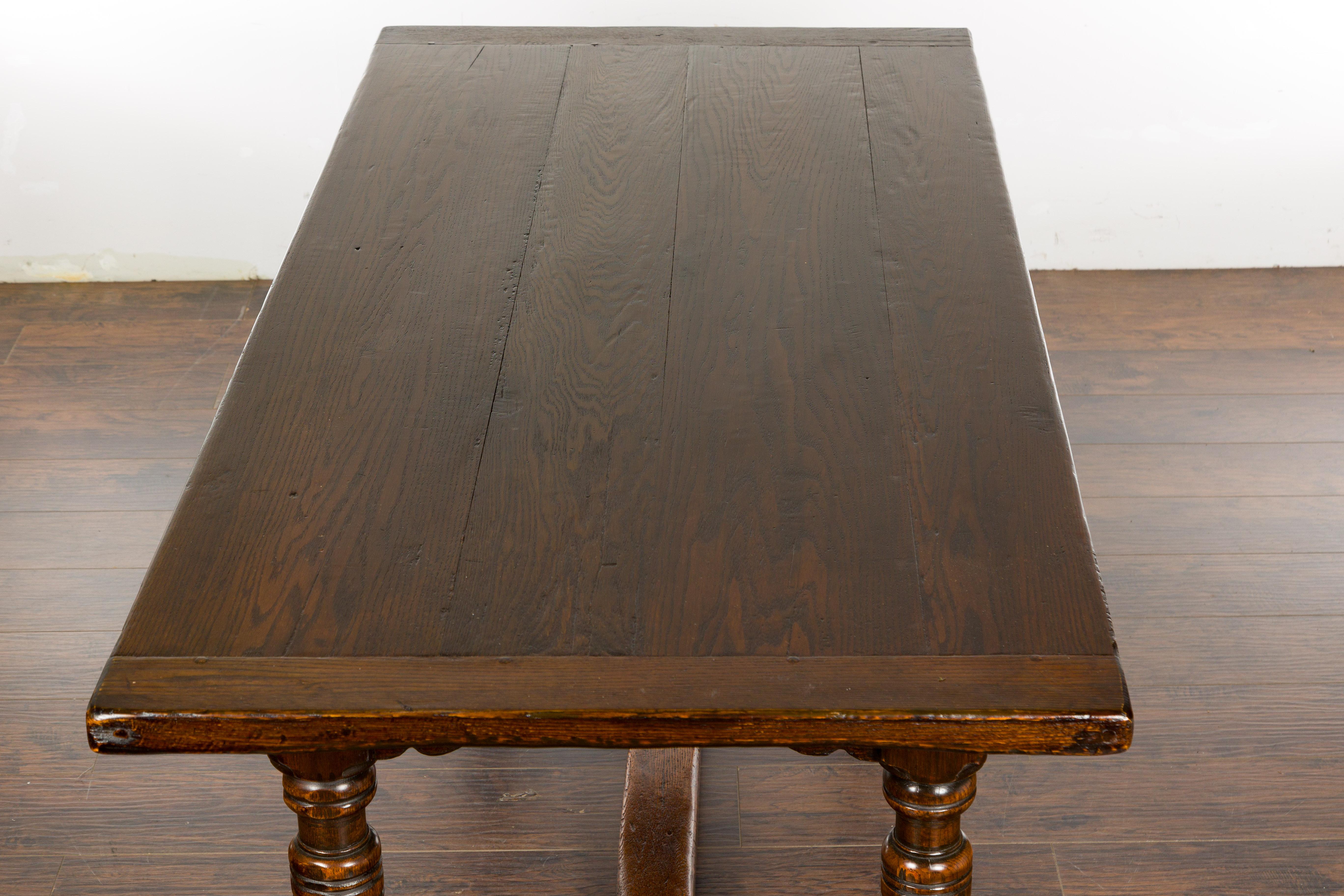 19th Century English Oak Table with Carved Apron and Turned Legs For Sale 13
