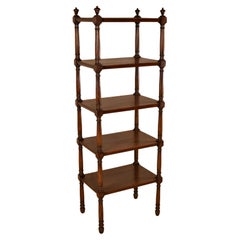 19th Century English Oak Tall Turned Shelf