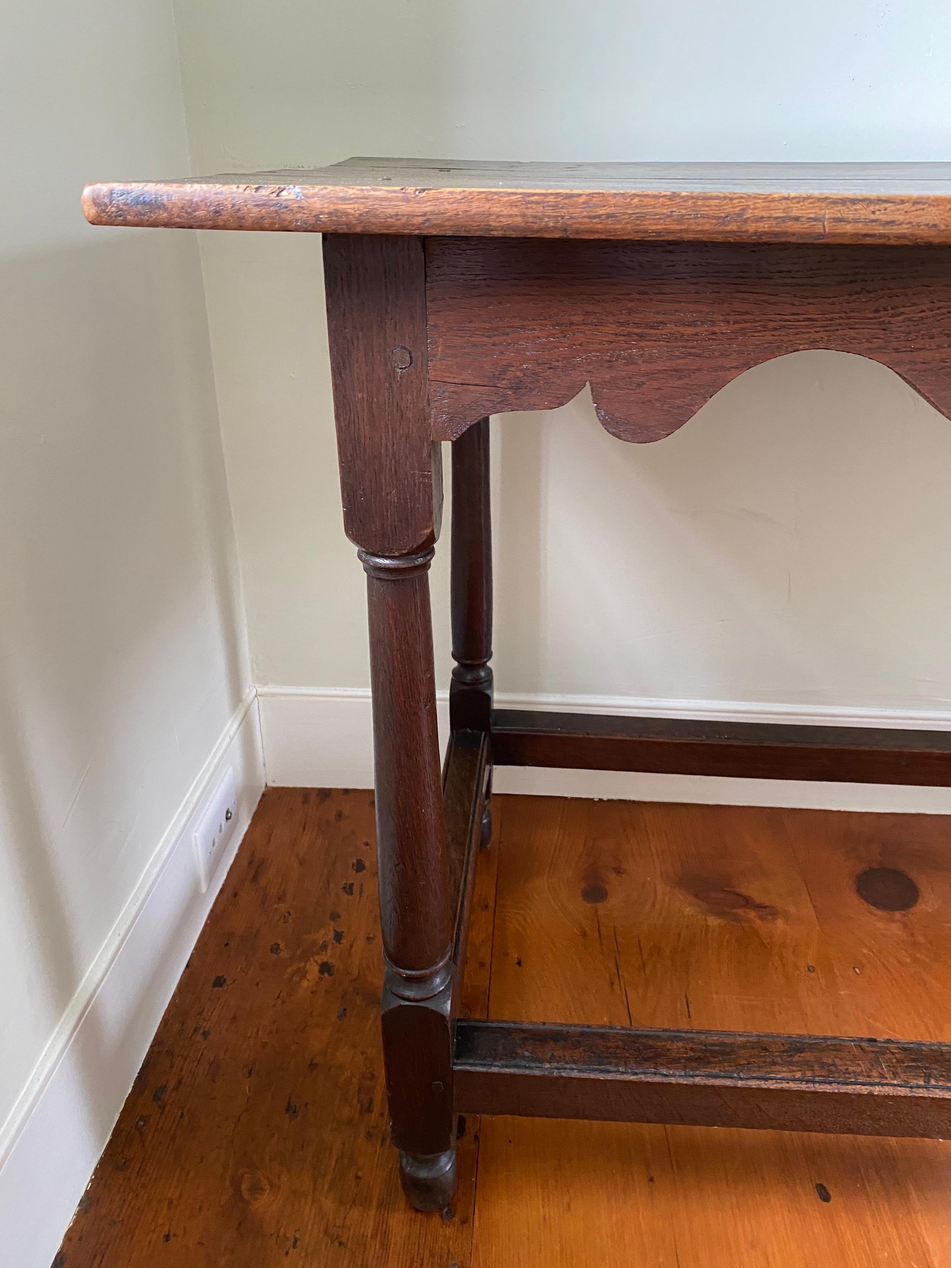 19th Century, English Oak Tavern Table with Bold Scalloped Skirt 2