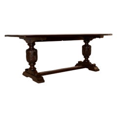 19th Century English Oak Trestle Table