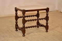 Tabouret en chêne tourné anglais du 19e siècle