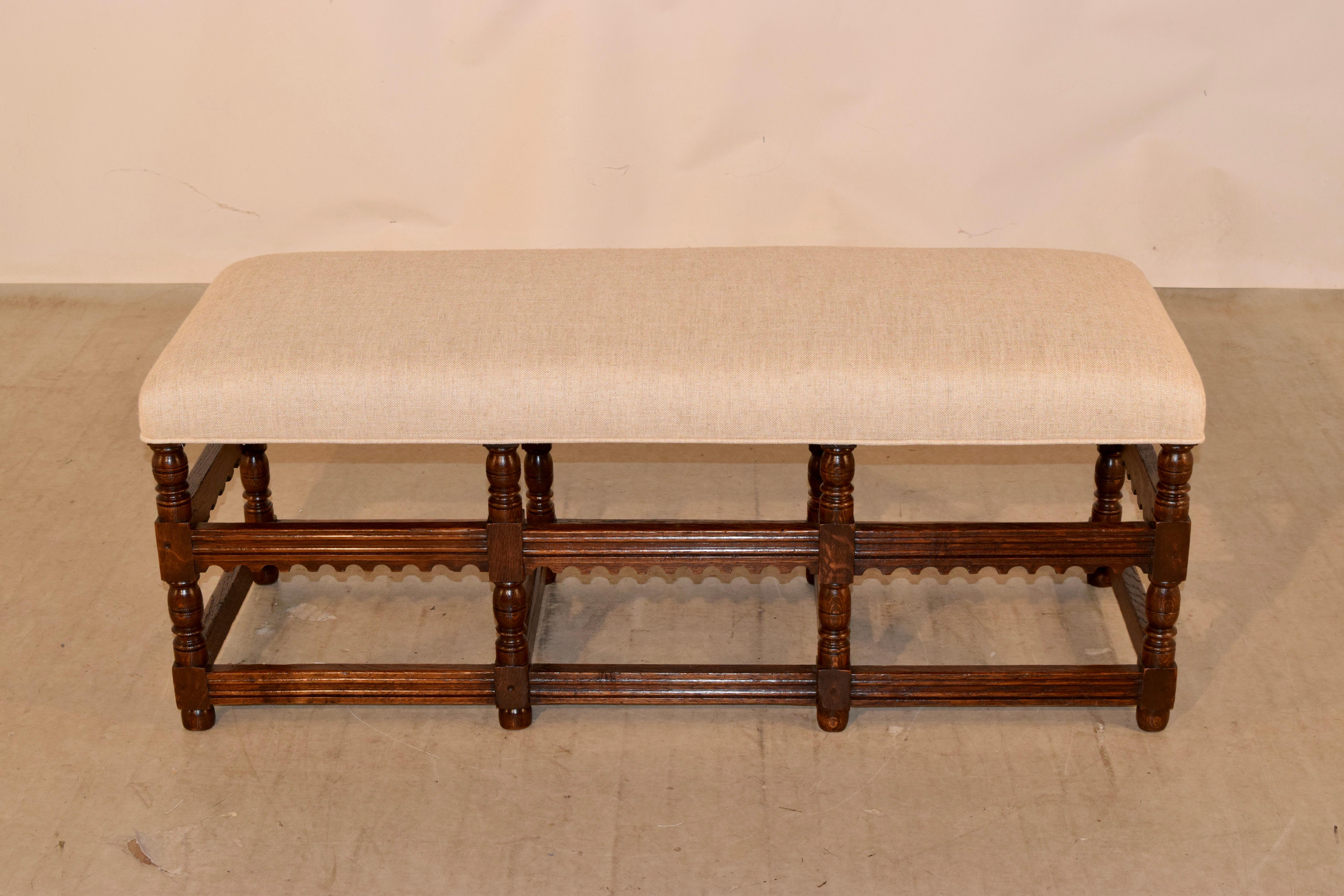 upholstered oak bench