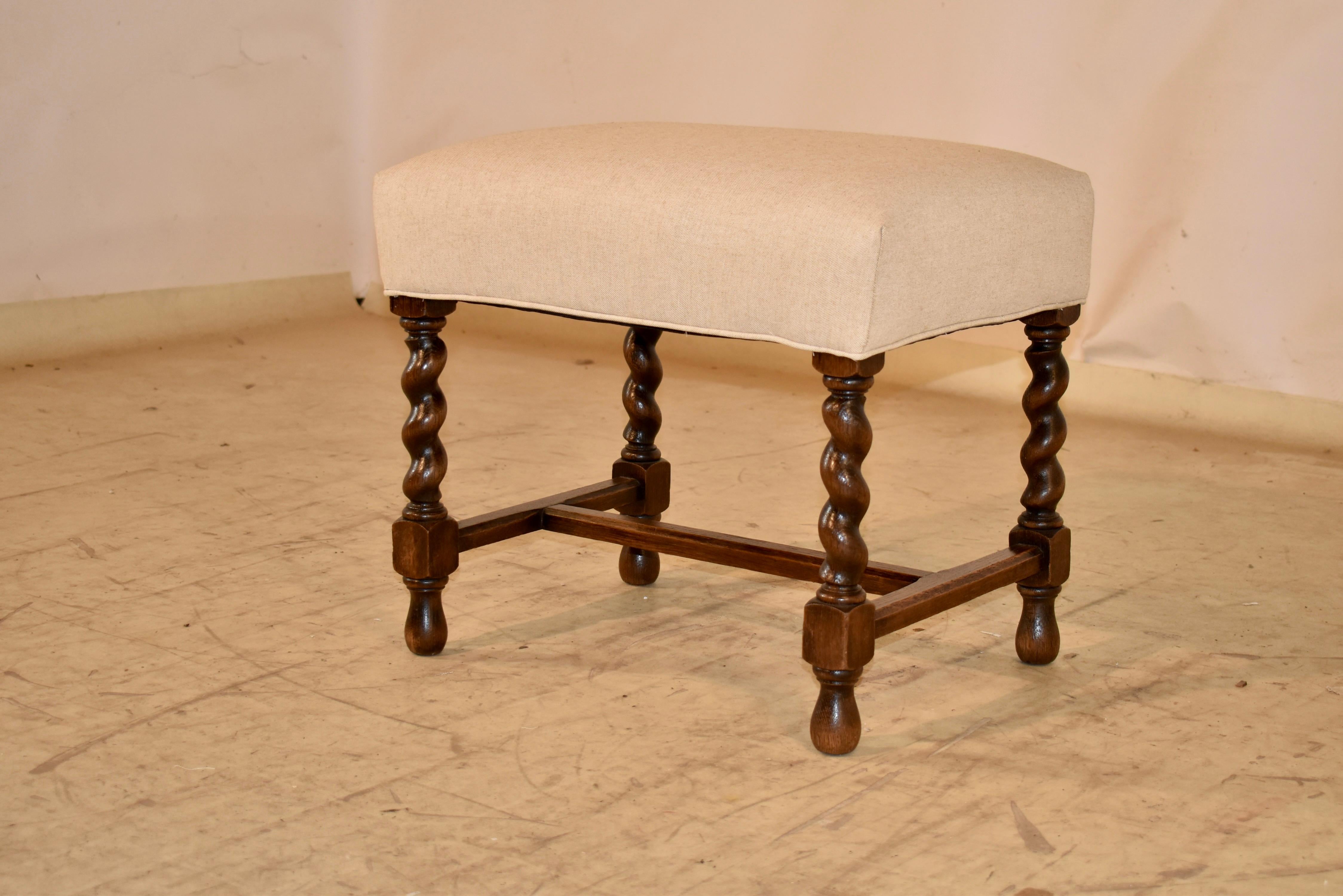 19. Jahrhundert Englisch Oak gepolstert Hocker (Gedrechselt) im Angebot