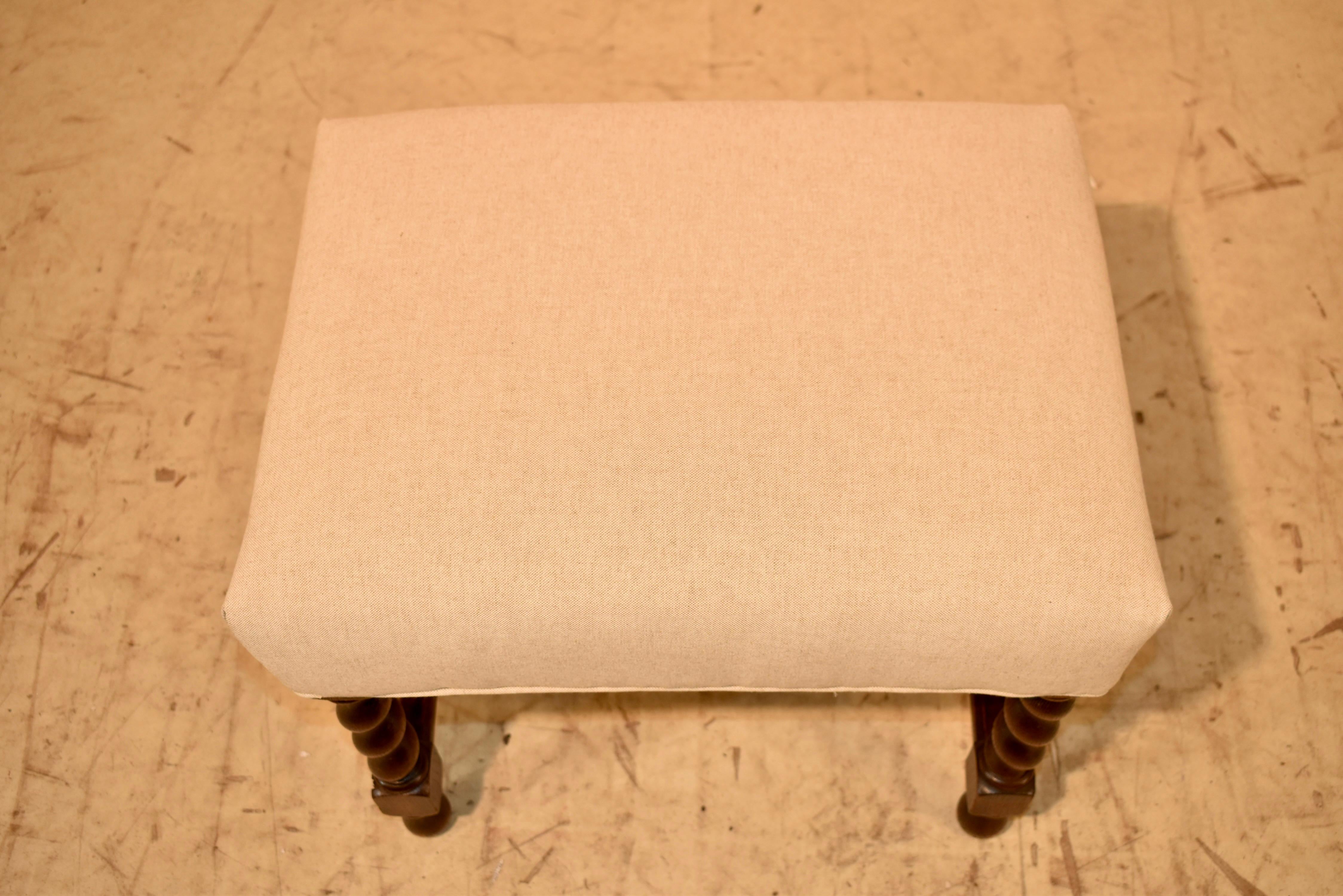 19. Jahrhundert Englisch Oak gepolstert Hocker (Leinen) im Angebot