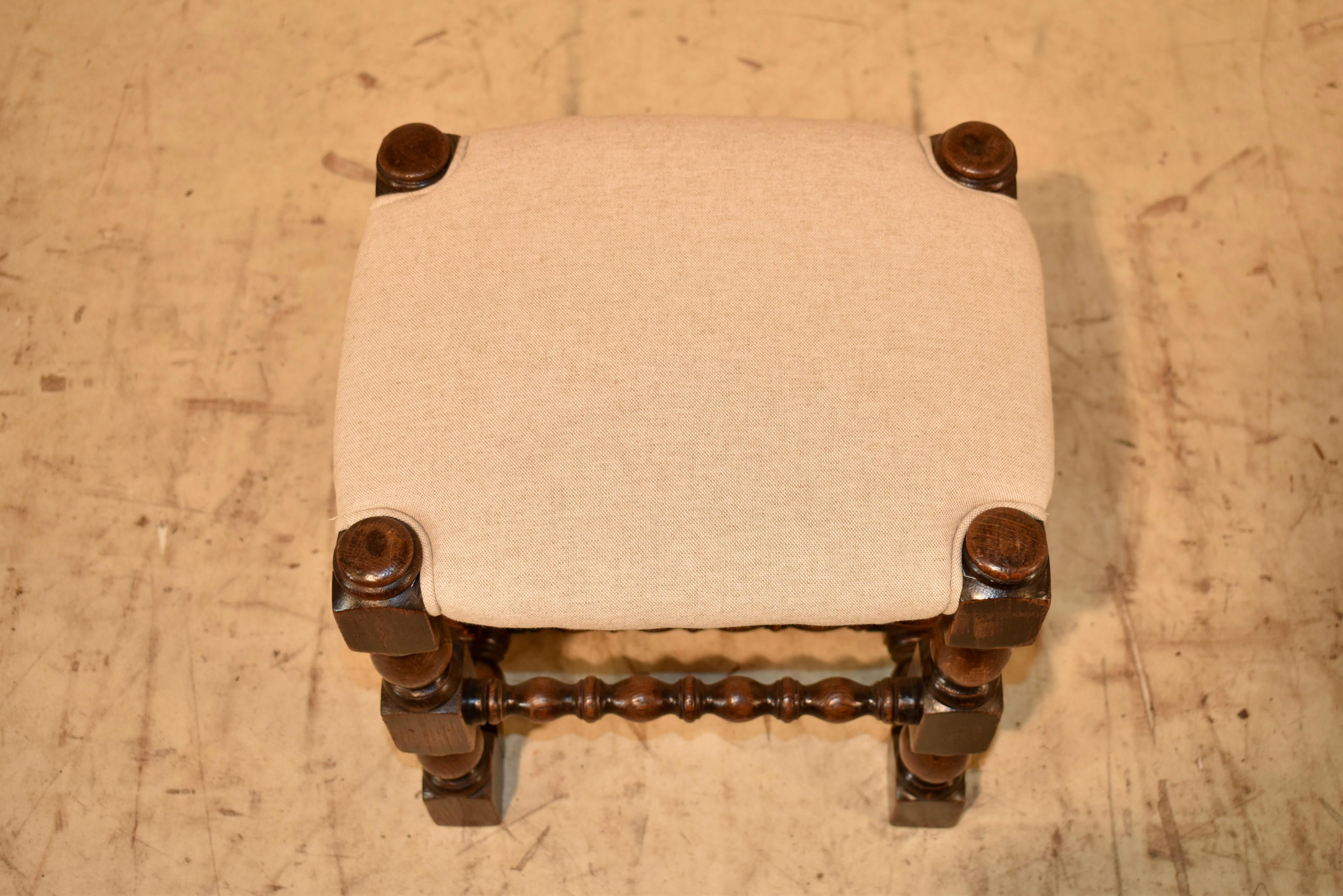 Lino Sgabello imbottito in Oak inglese del XIX secolo in vendita