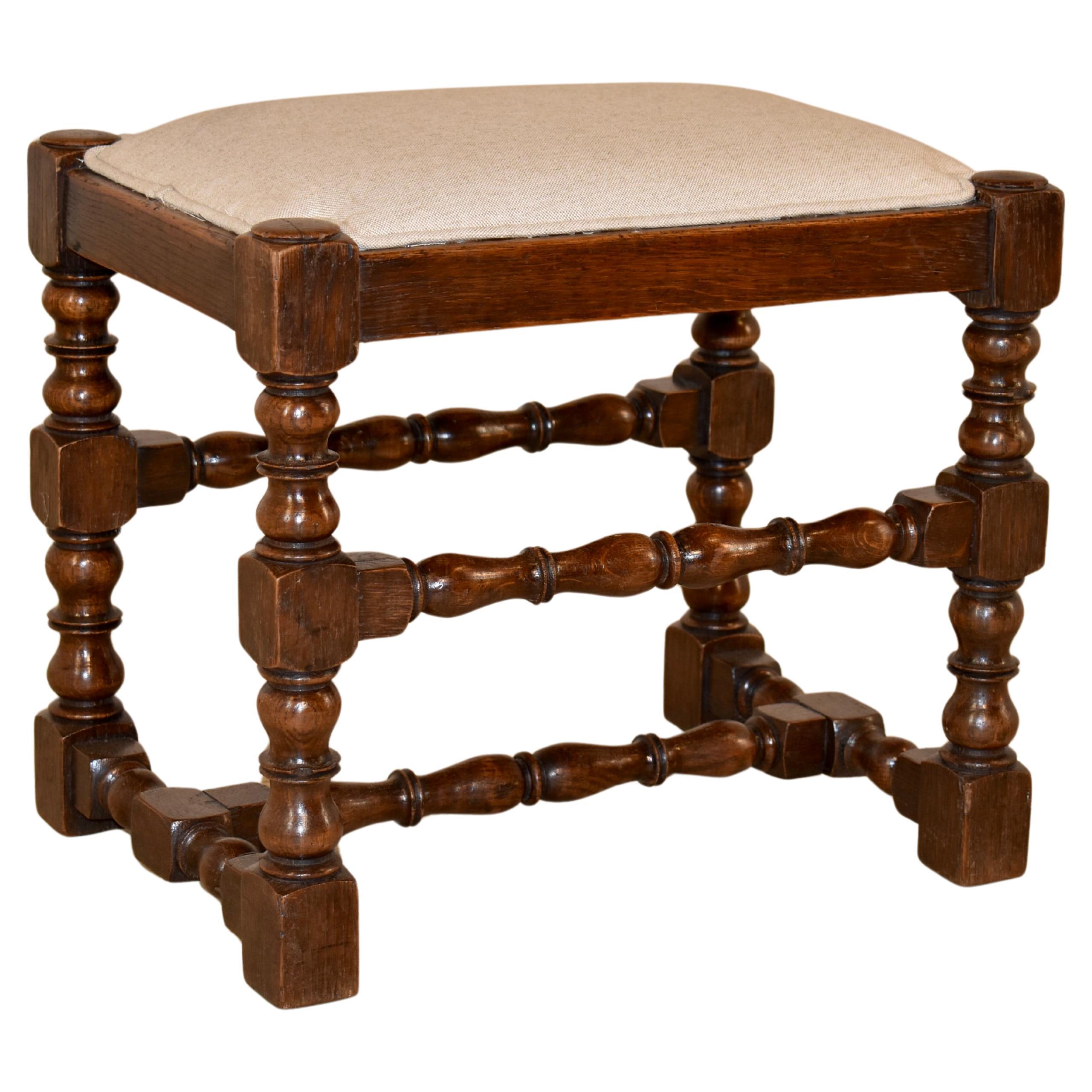 19th Century English Oak Upholstered Stool