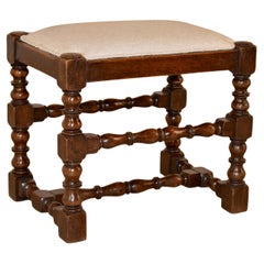 19th Century English Oak Upholstered Stool