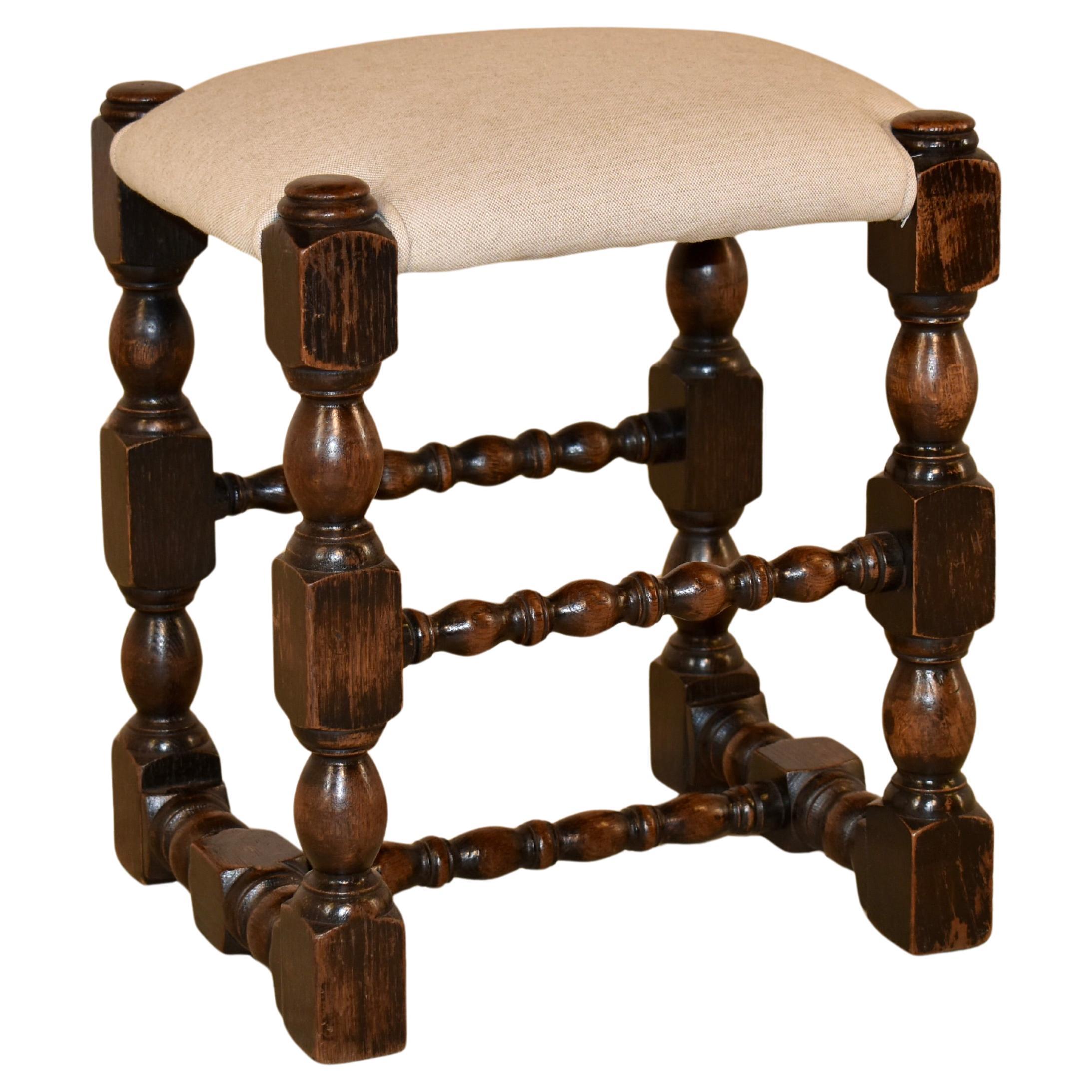 Sgabello imbottito in Oak inglese del XIX secolo in vendita