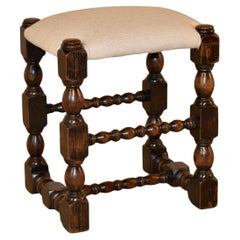 19th Century English Oak Upholstered Stool