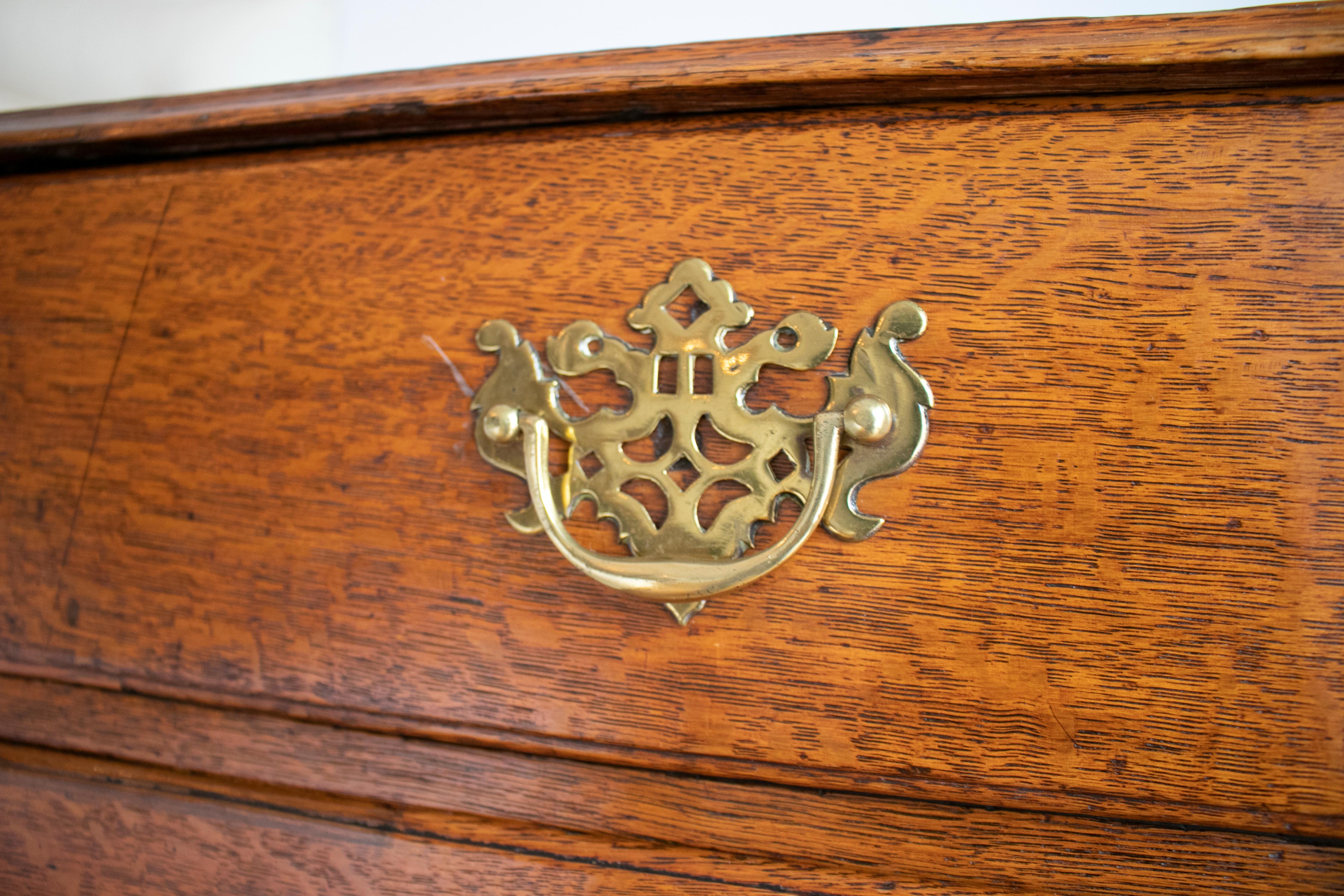Cassettone a quattro cassetti in legno di quercia inglese del XIX secolo con finiture in bronzo in vendita 5