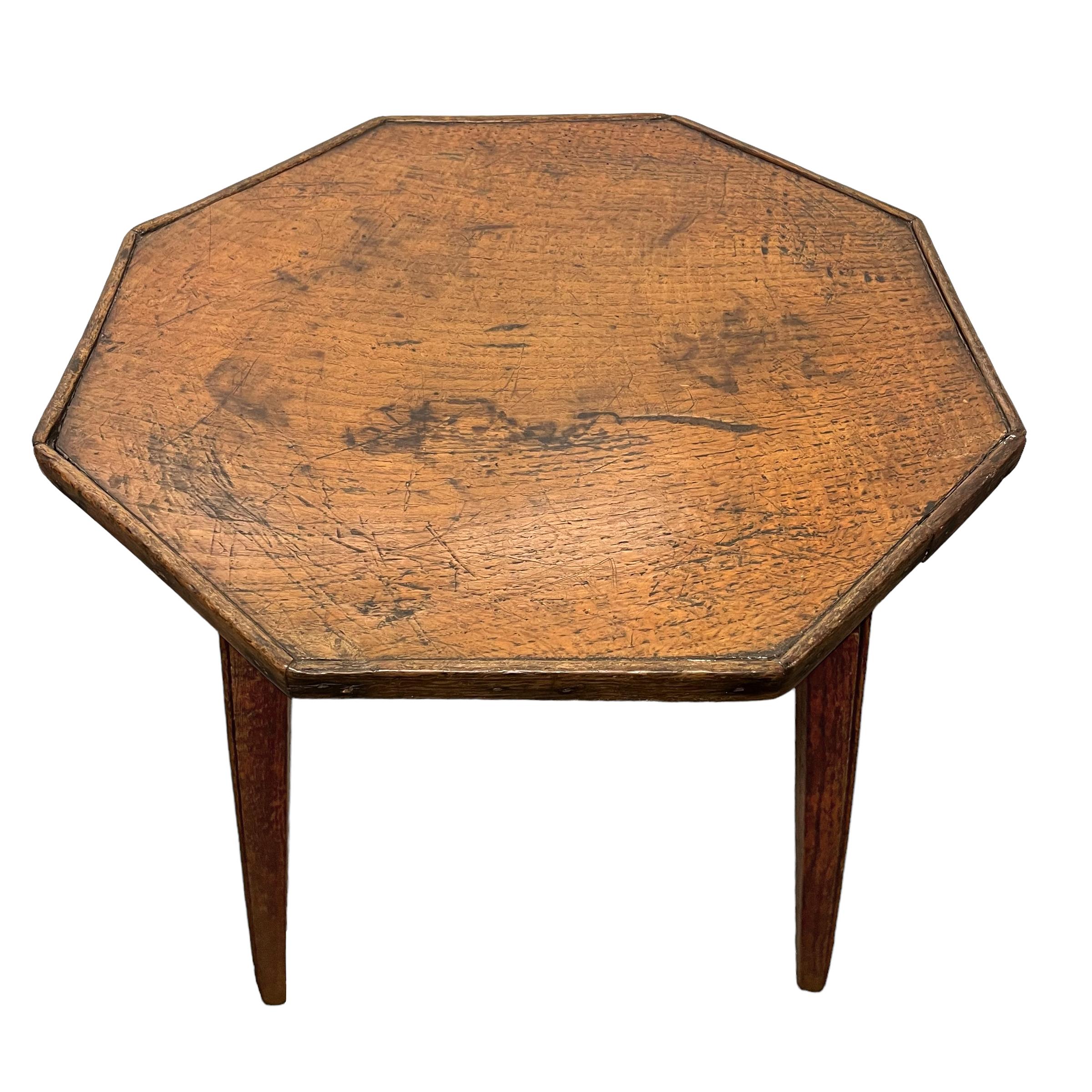 Hand-Crafted 19th Century English Octagonal Cricket Table