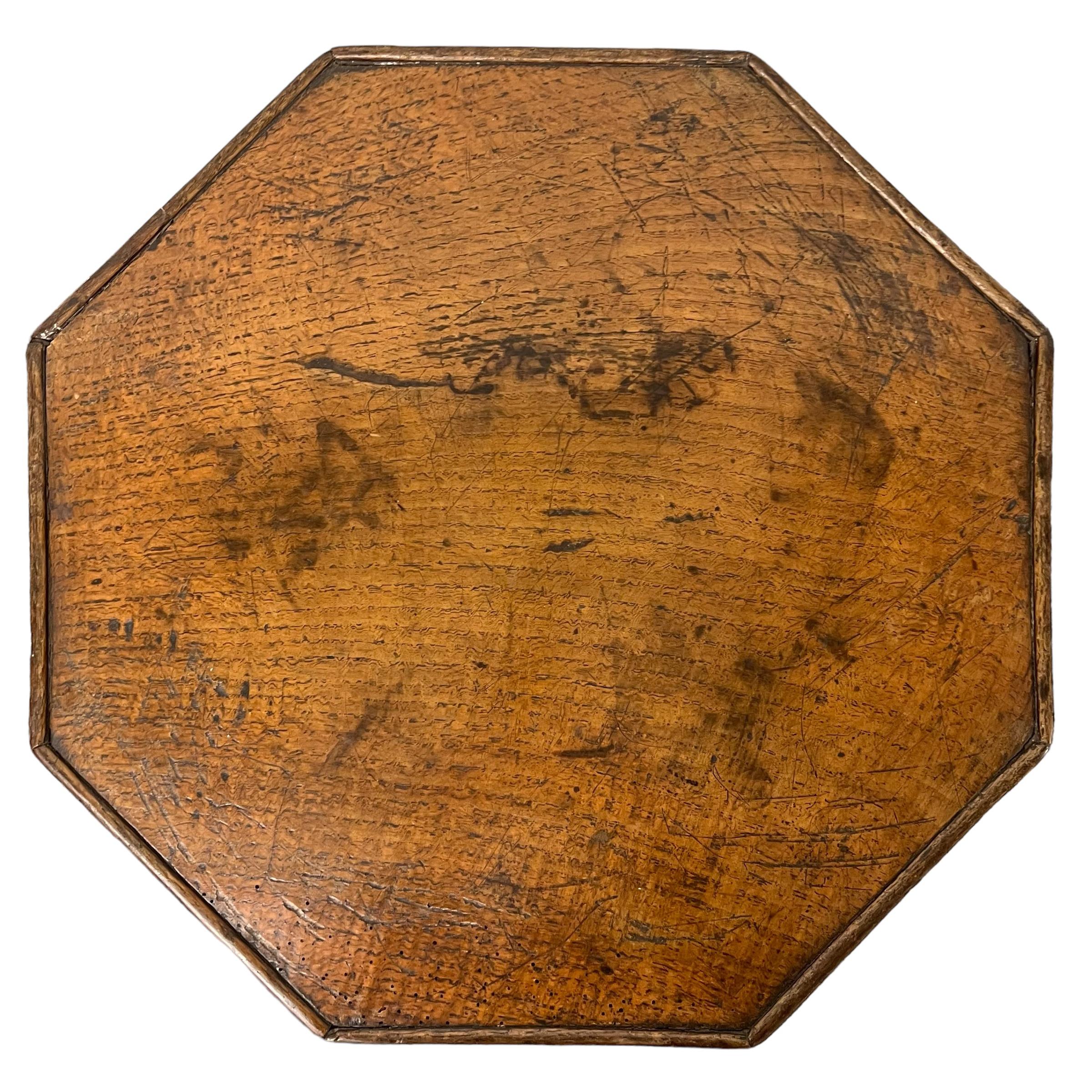 Elm 19th Century English Octagonal Cricket Table