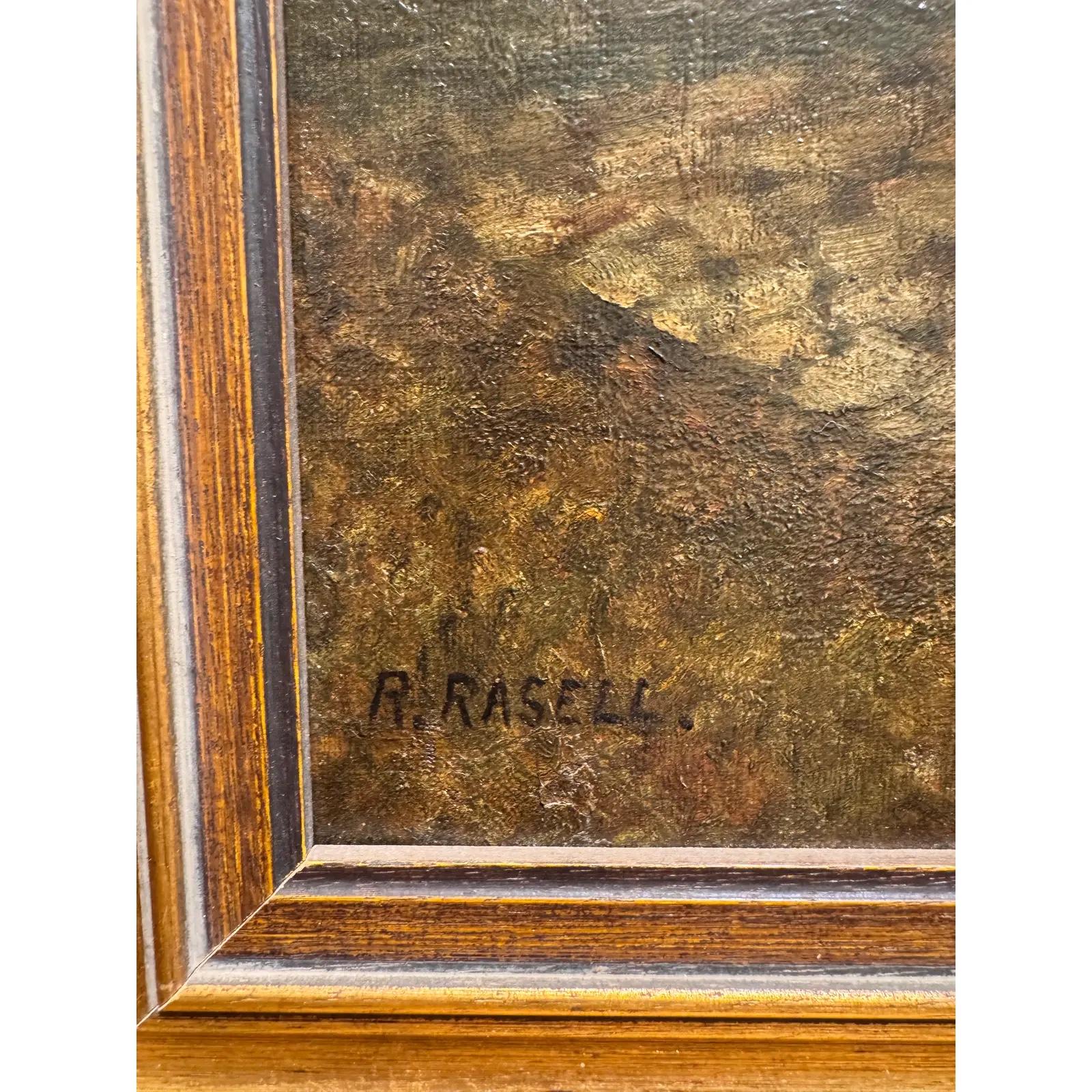 Óleo sobre lienzo inglés del siglo XIX Caballo y establo Inglés en venta