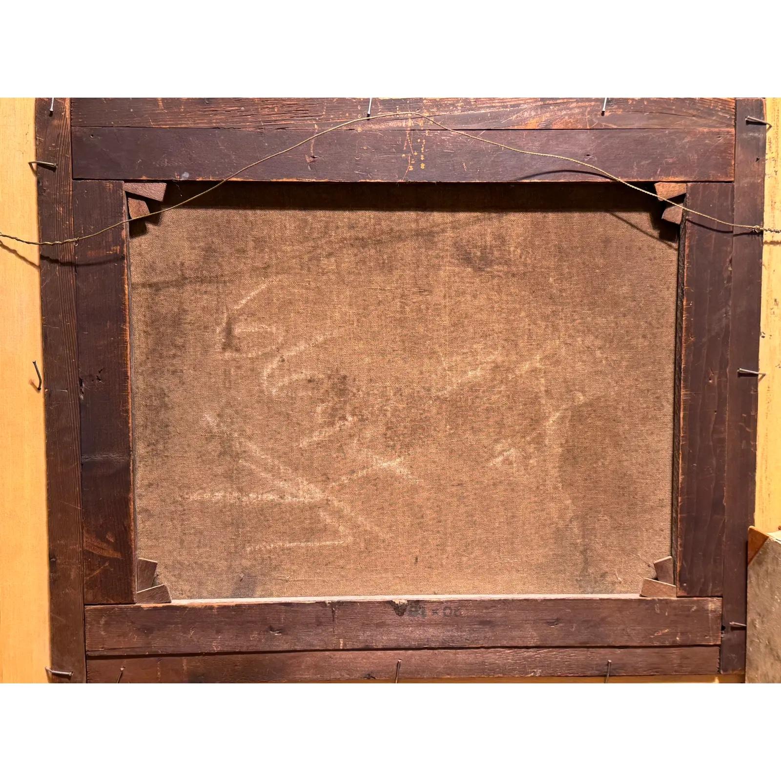 Óleo sobre lienzo inglés del siglo XIX Caballo y establo en venta 2