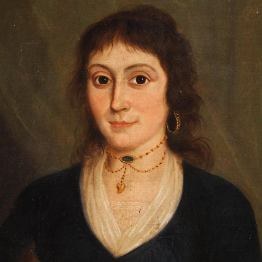 British 19th Century English Oil on Canvas Lady Portrait Painting, 1850