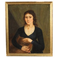 19th Century English Oil on Canvas Lady Portrait Painting, 1850