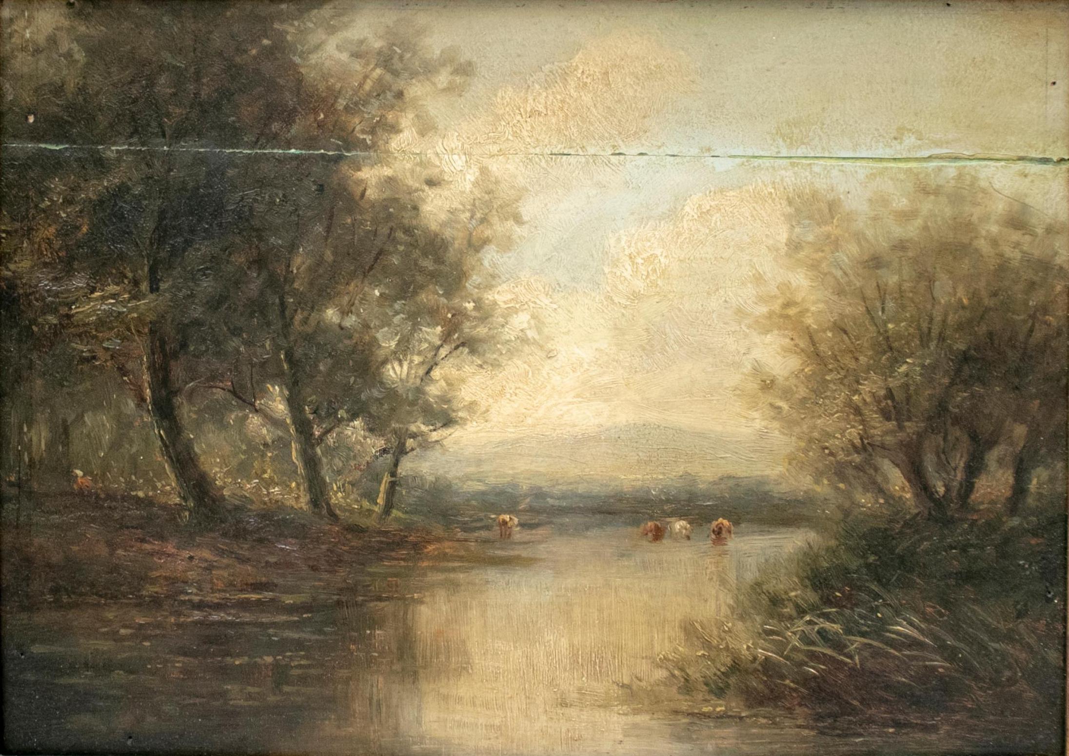 19th century English oil on canvas landscape with frame.

Dimensions with frame: 42.5 x 53.5cm.