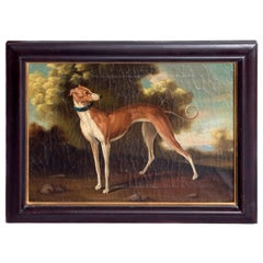 19th Century English Oil on Canvas of Whippet in a Landscape