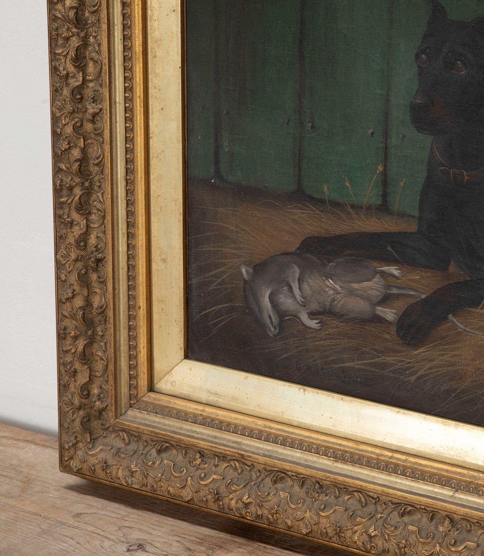 Country 19th Century English Oil on Canvas Painting of a Dog