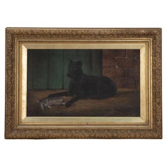 19th Century English Oil on Canvas Painting of a Dog