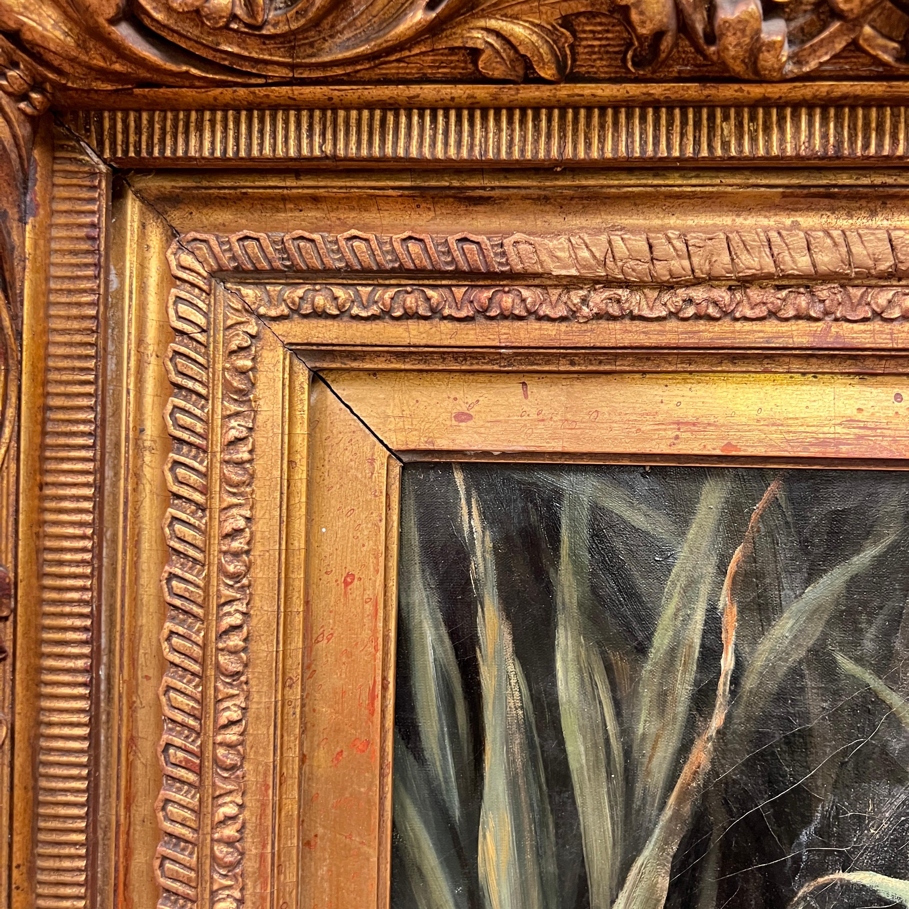 19th Century English Oil Painting by Frederick Smith Depicting Tiger in Jungle 6